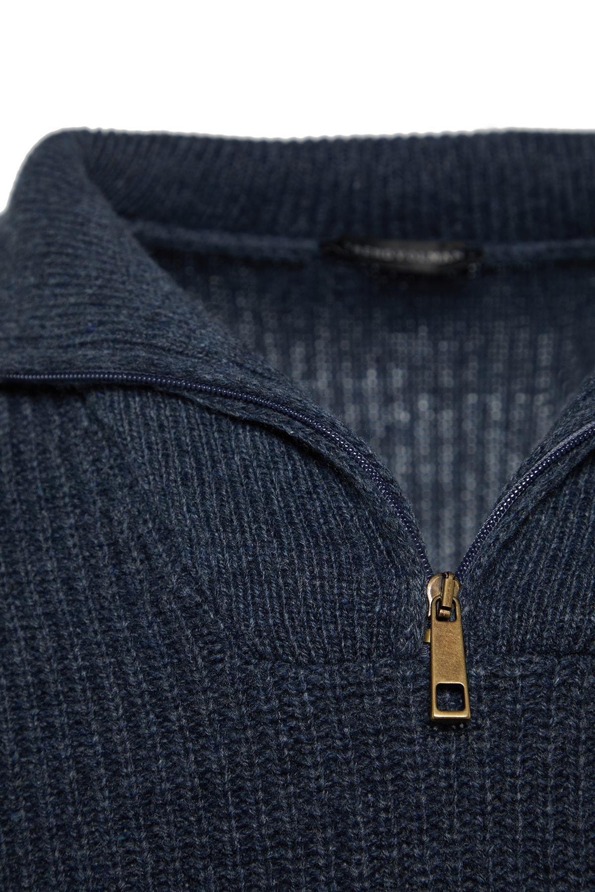 Navy High Neck Sweater, Indigo, medium
