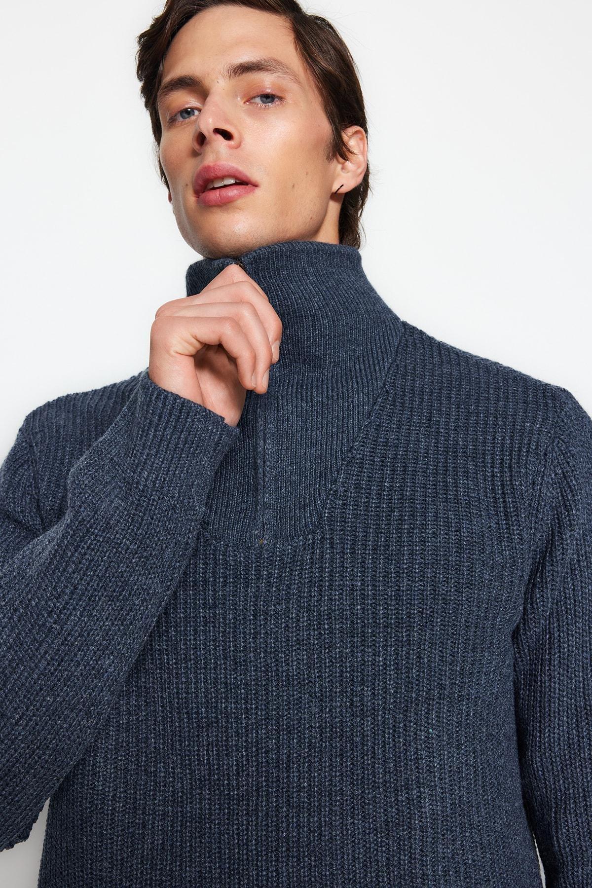Navy High Neck Sweater, , large image number 3