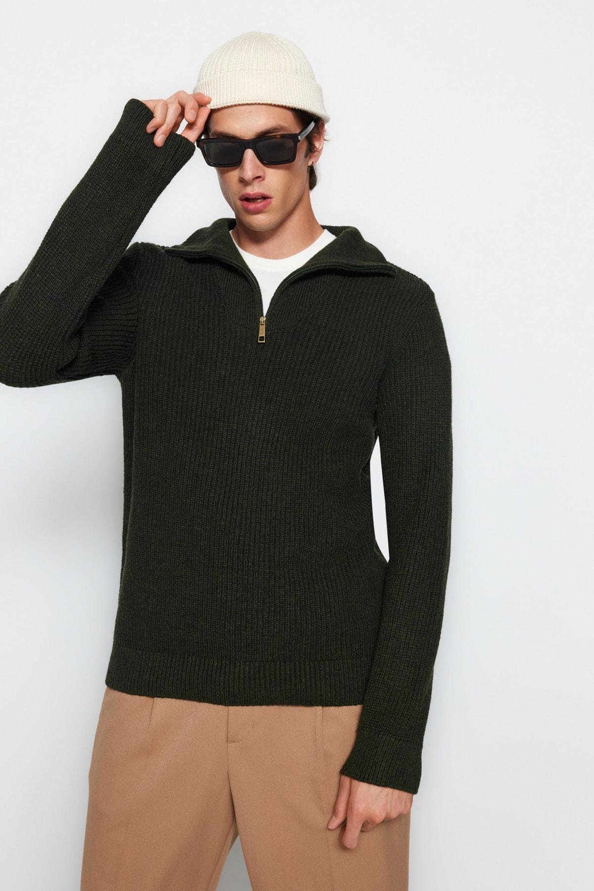 Khaki Regular Sweater, , large image number 0