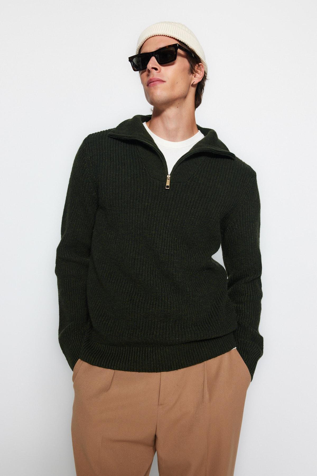 Khaki Regular Sweater, , large image number 1