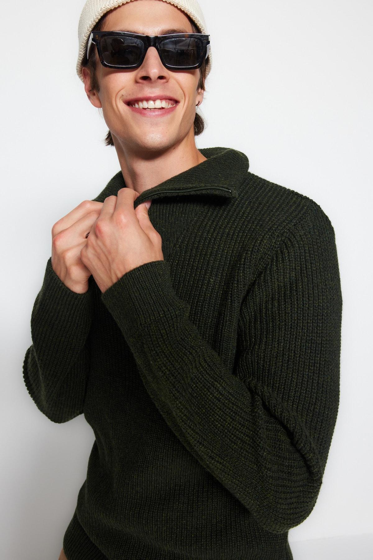 Khaki Regular Sweater, , large image number 2