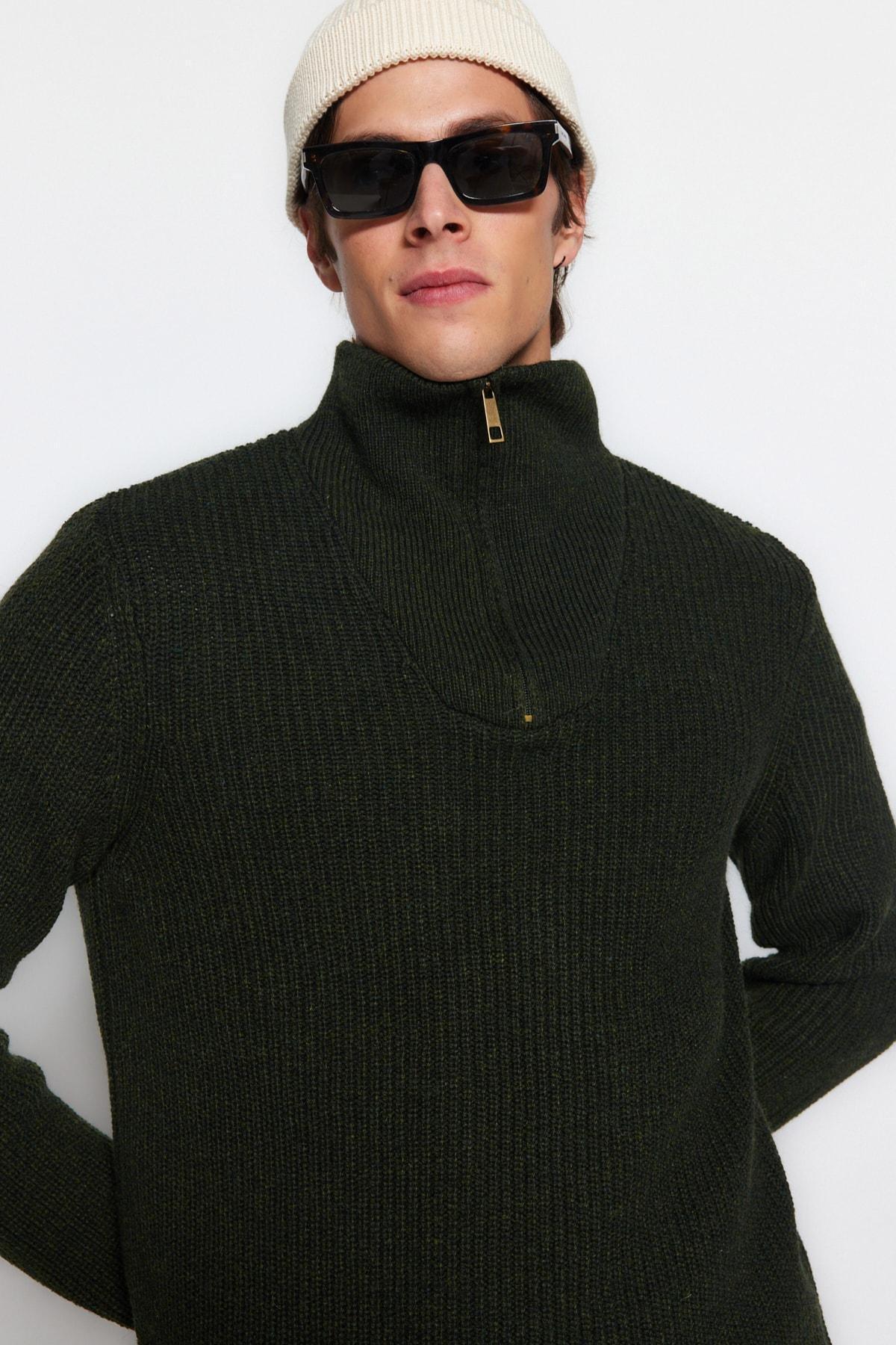Khaki Regular Sweater, , large image number 3