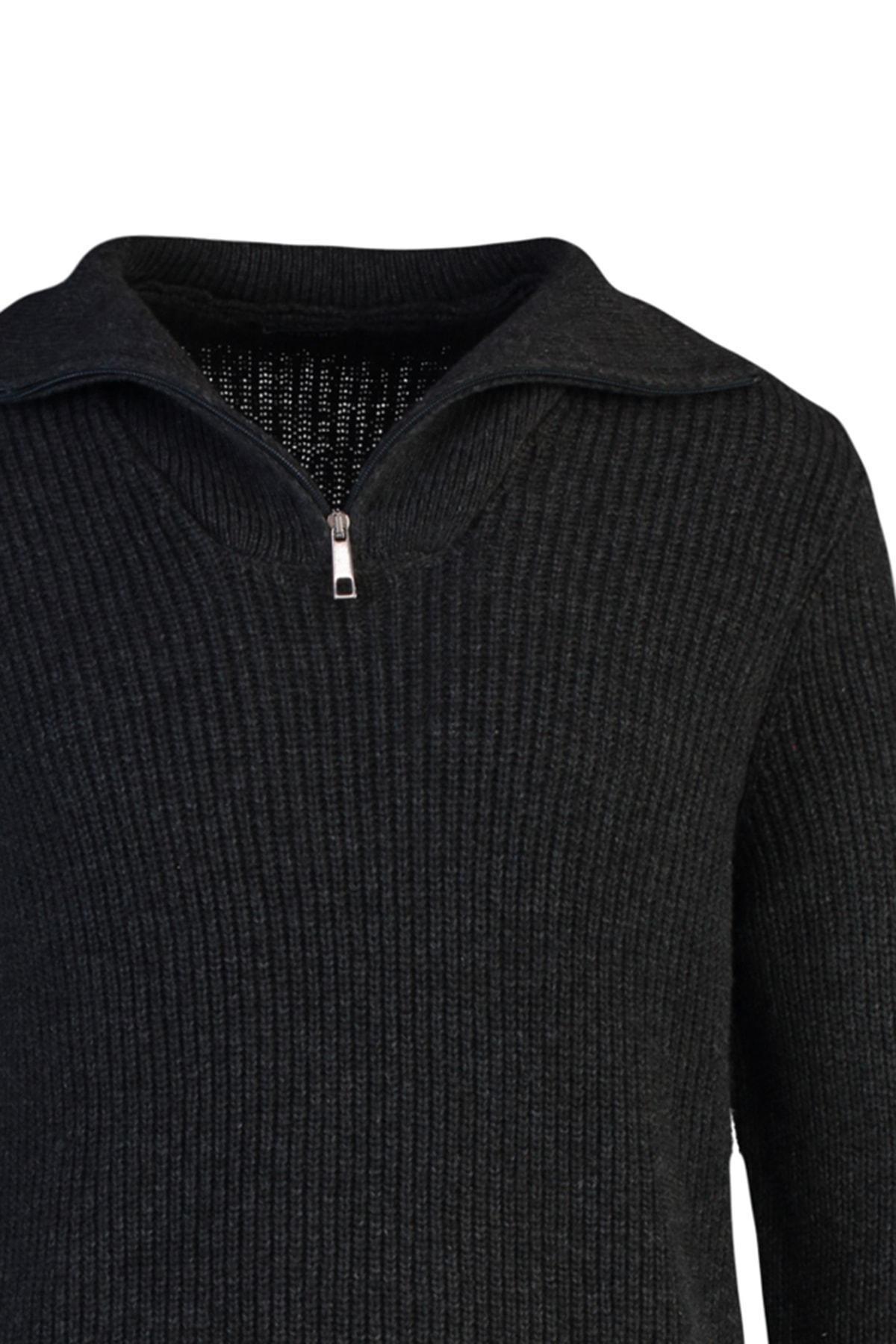 Grey Regular Fit Woolen Zipper Turtleneck Knitwear Sweater TMNAW22KZ0347, Single item, , large image number 11
