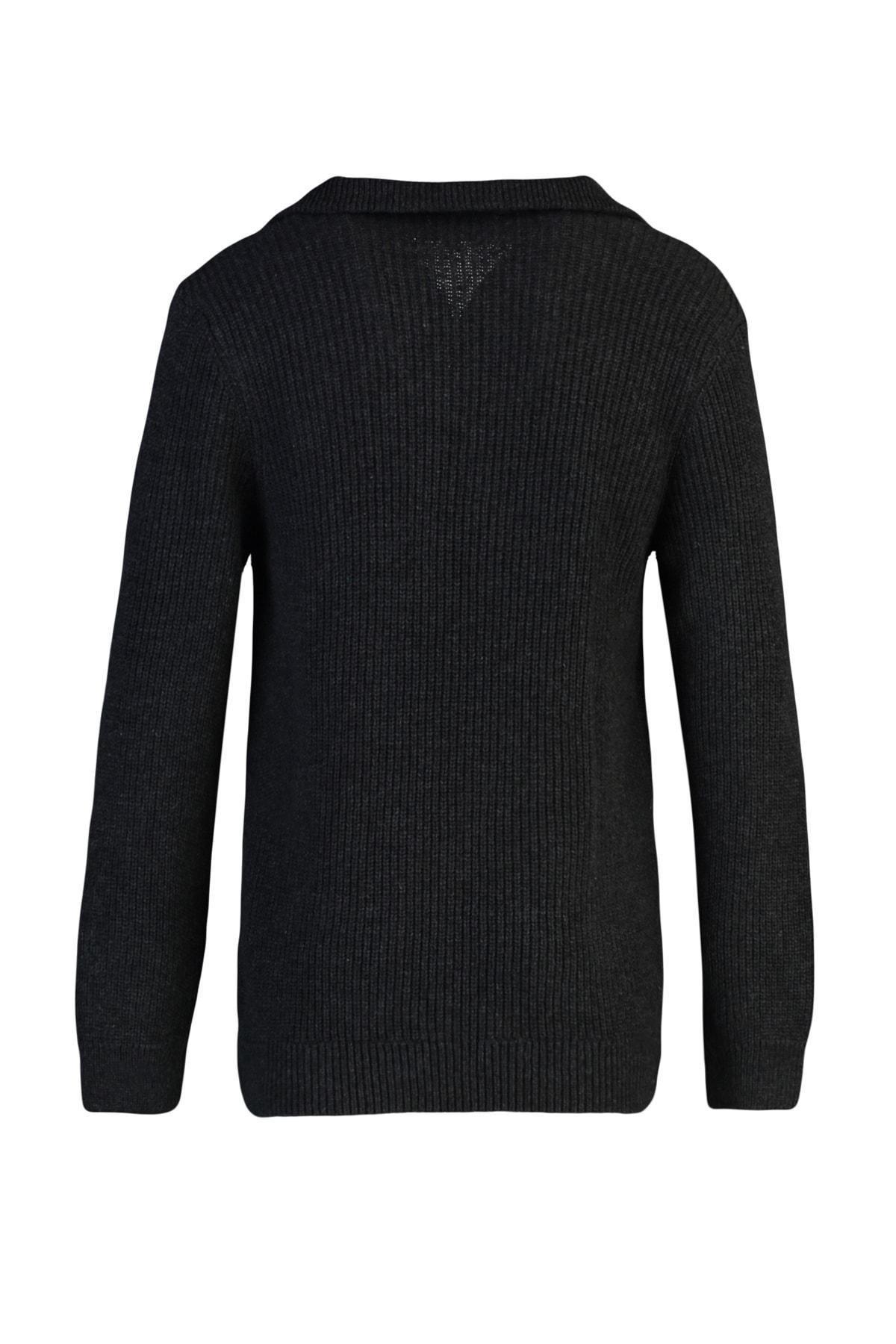 Grey Regular Fit Woolen Zipper Turtleneck Knitwear Sweater TMNAW22KZ0347, Single item, , large image number 12