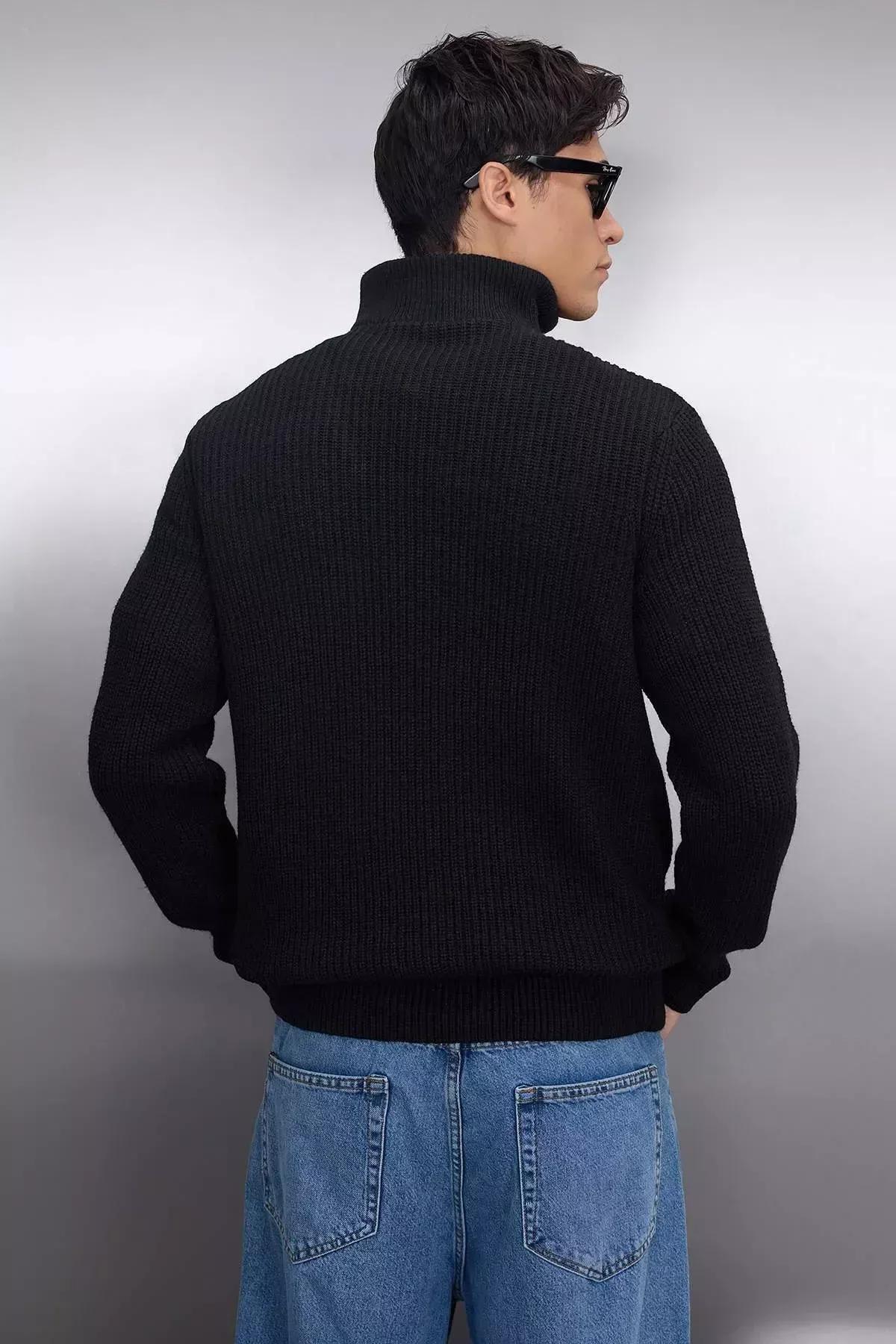 Black Turtleneck Sweater, Black, large image number 6