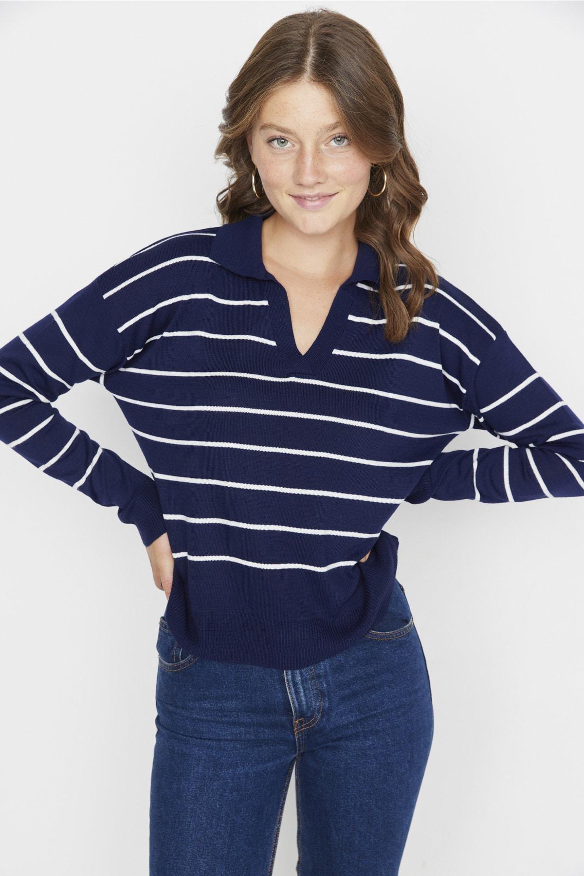 Navy Polo Neck Sweater, , large image number 1