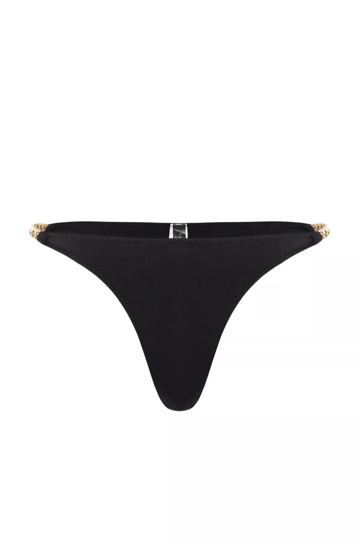 Black Mid Waist Bikini Bottom, , large image number 6