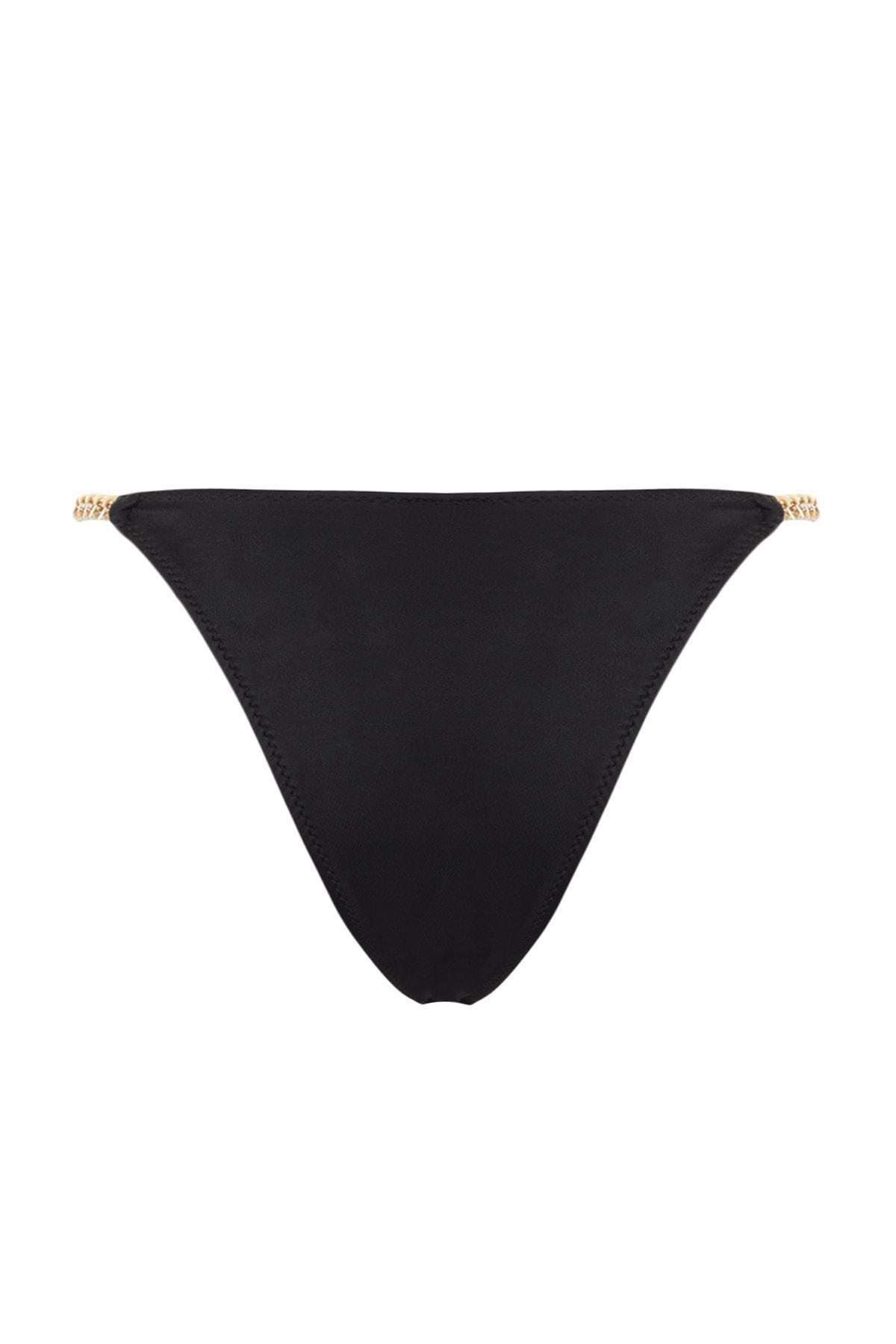 Trendyol - Black Mid Waist Bikini Bottom