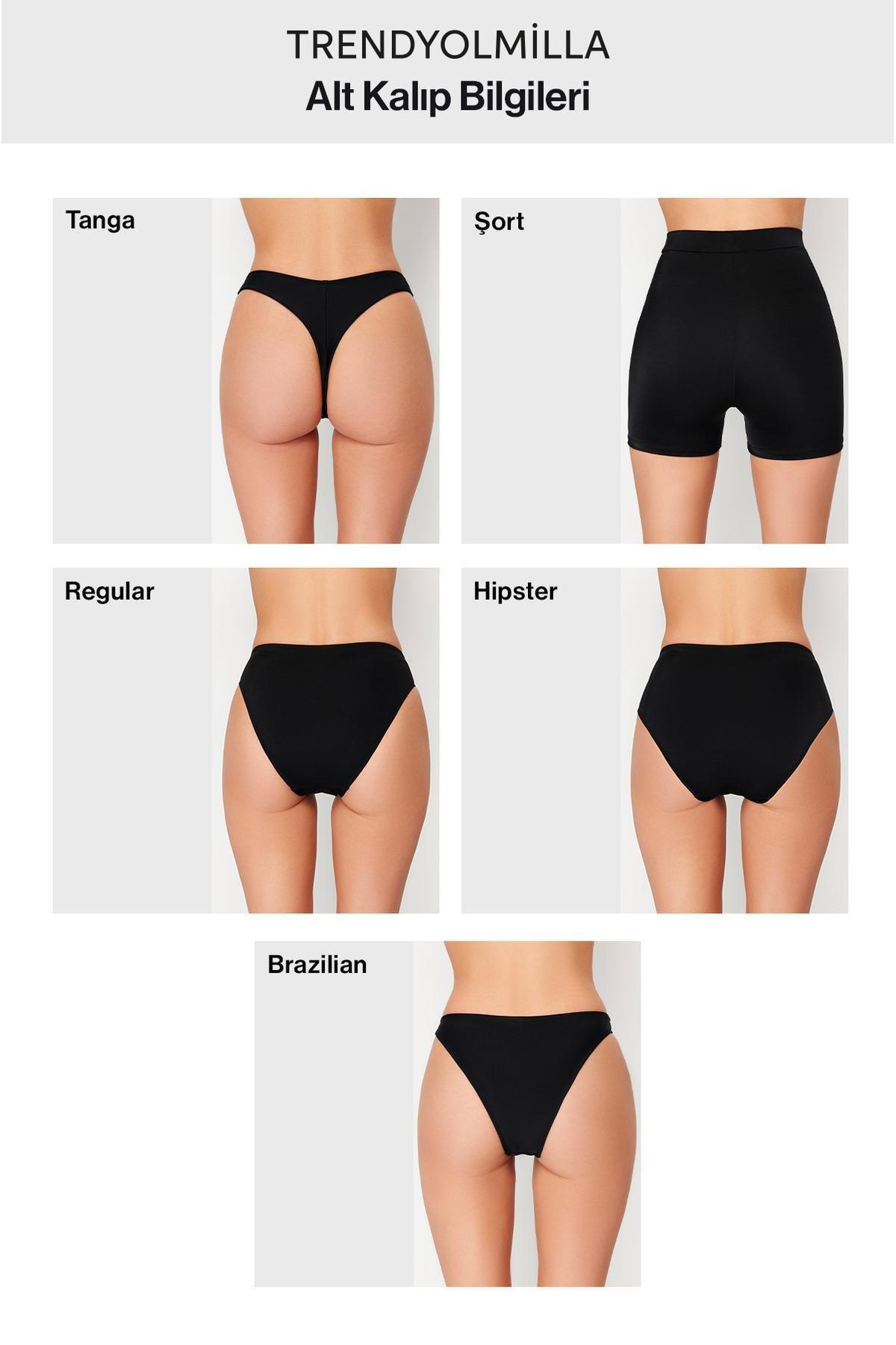 Trendyol - Black Mid Waist Bikini Bottom