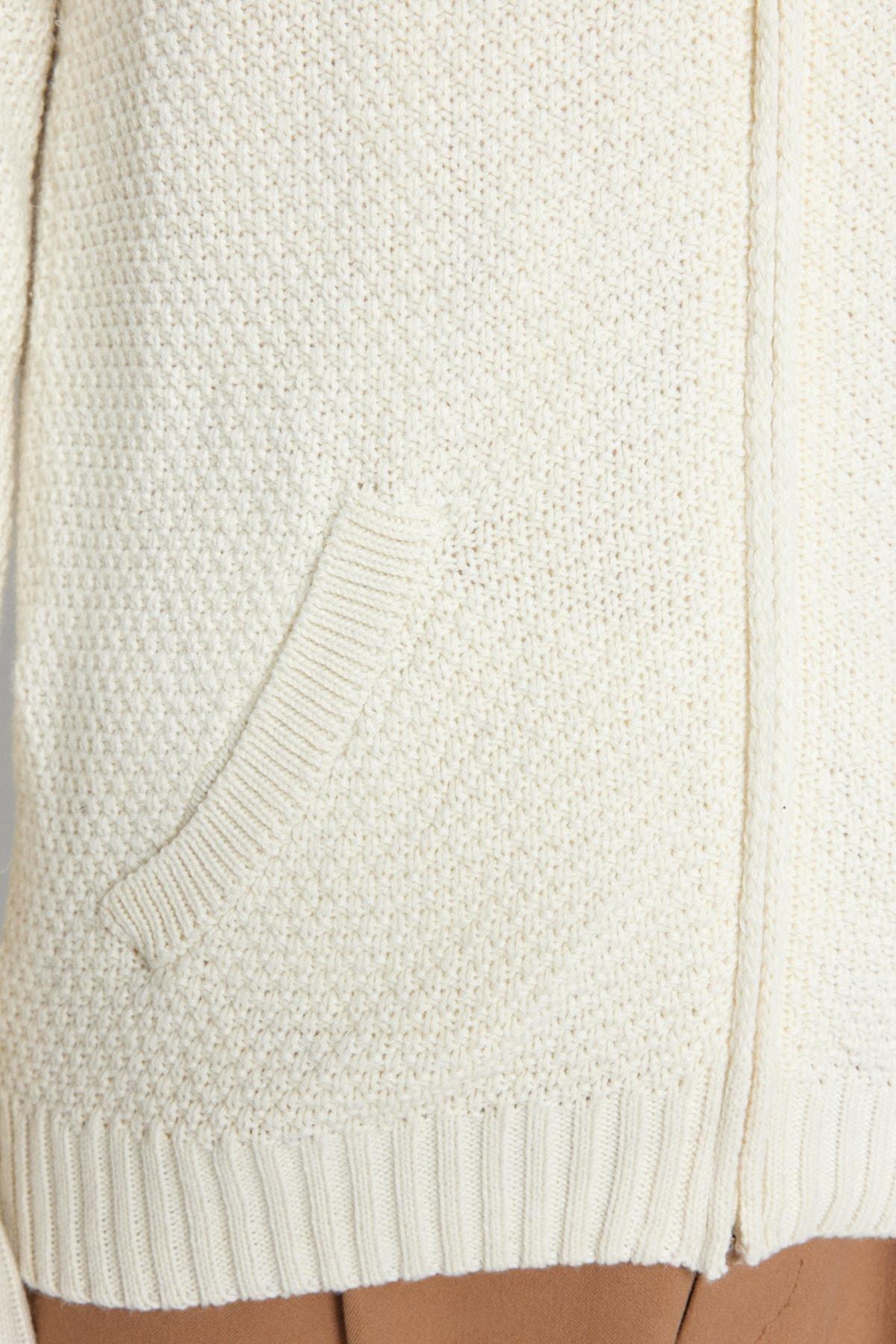 Cream Slim High Neck Cardigan, , large image number 4