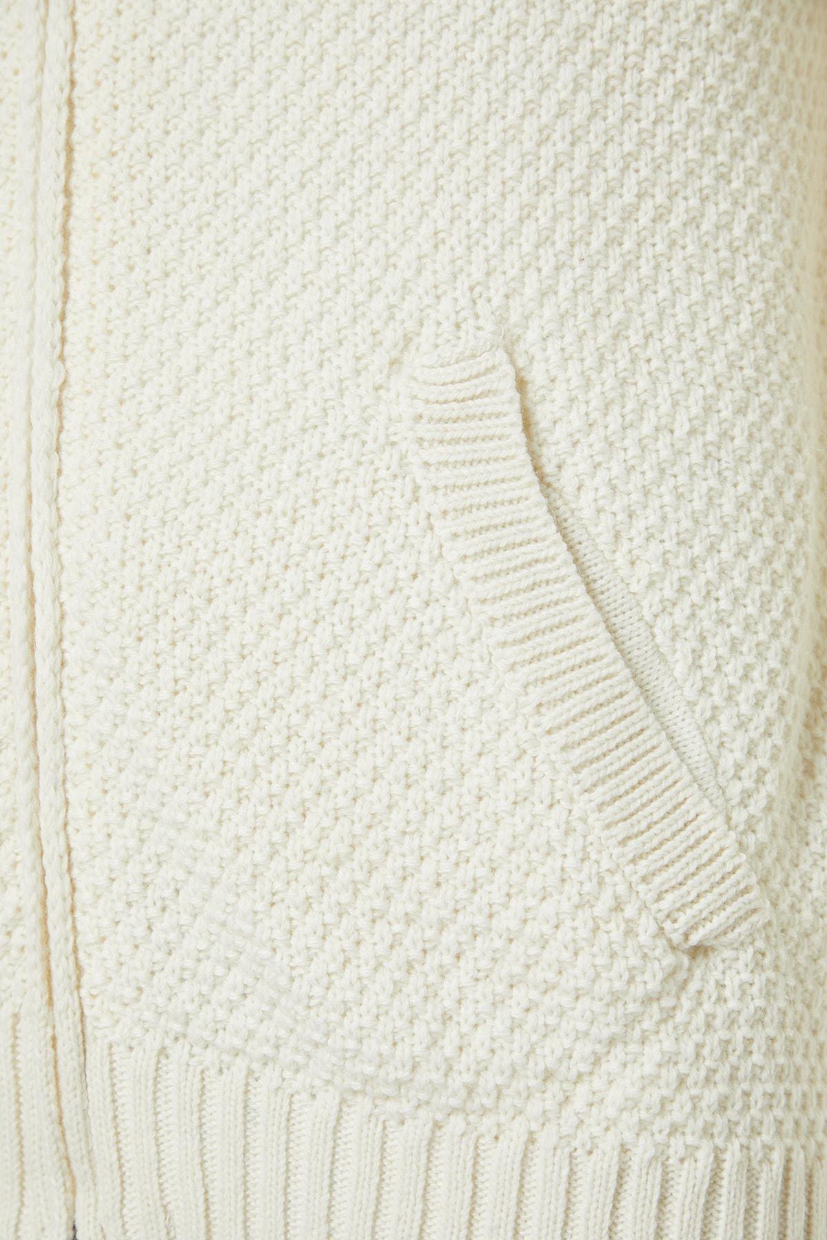 Cream Slim High Neck Cardigan, , large image number 6