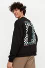 Trendyol - Black Pattern Oversize Sweatshirt