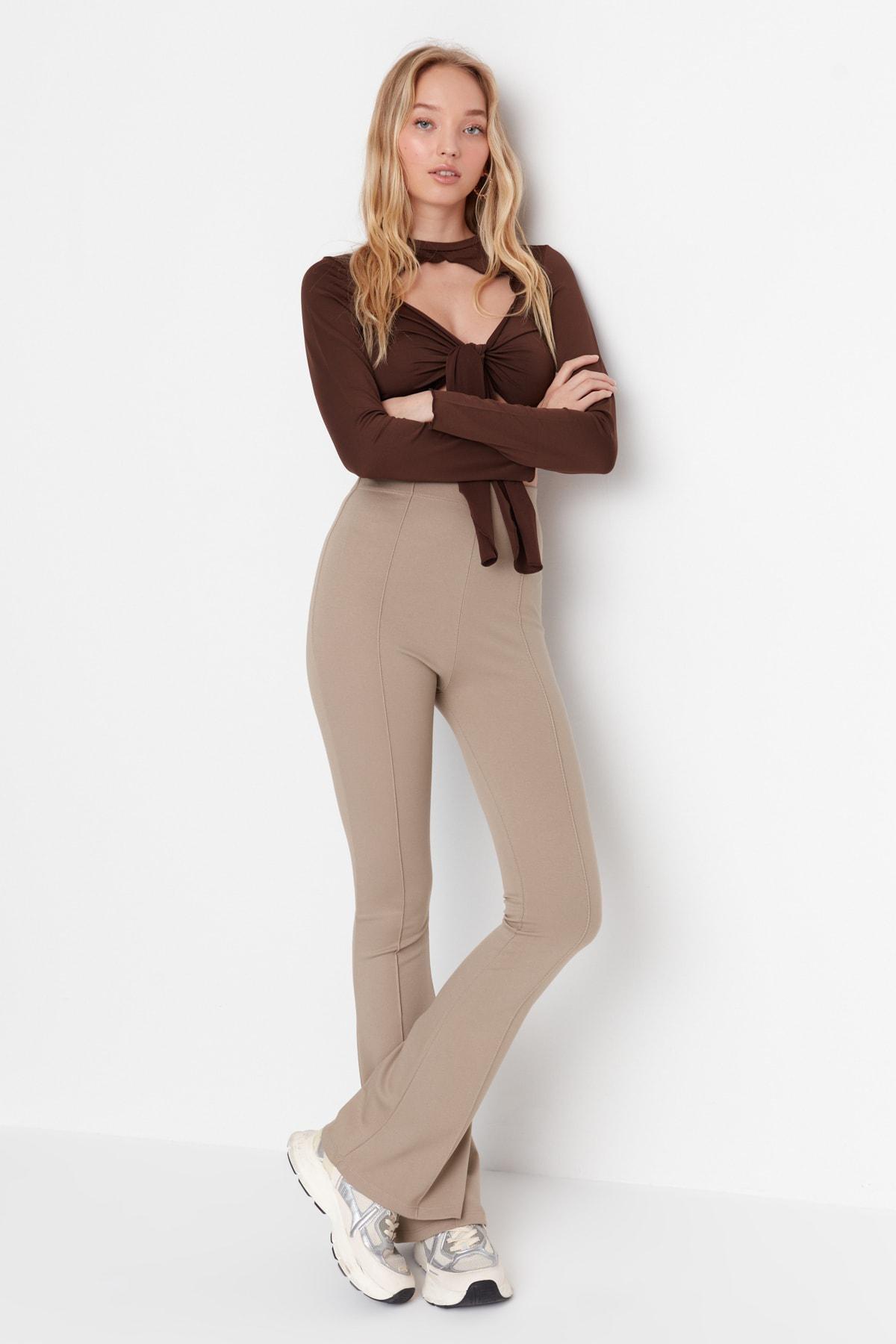 Trendyol Brown Bootcut Mid Waist Pants Azadea UAE