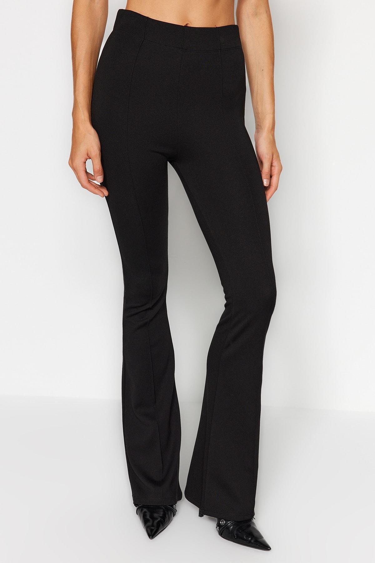 Black Bootcut Mid Waist Pants, Black, large image number 2