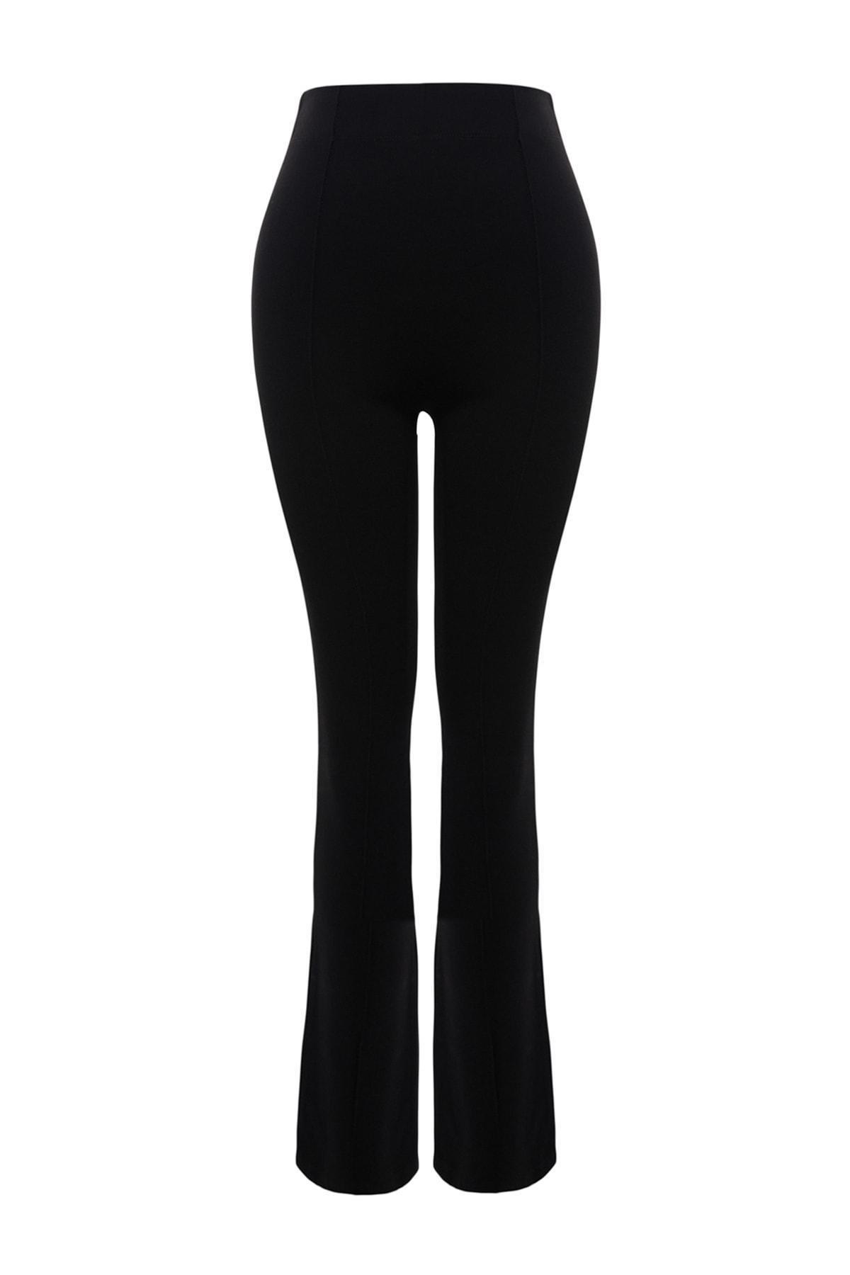 Black Bootcut Mid Waist Pants, Black, large image number 7