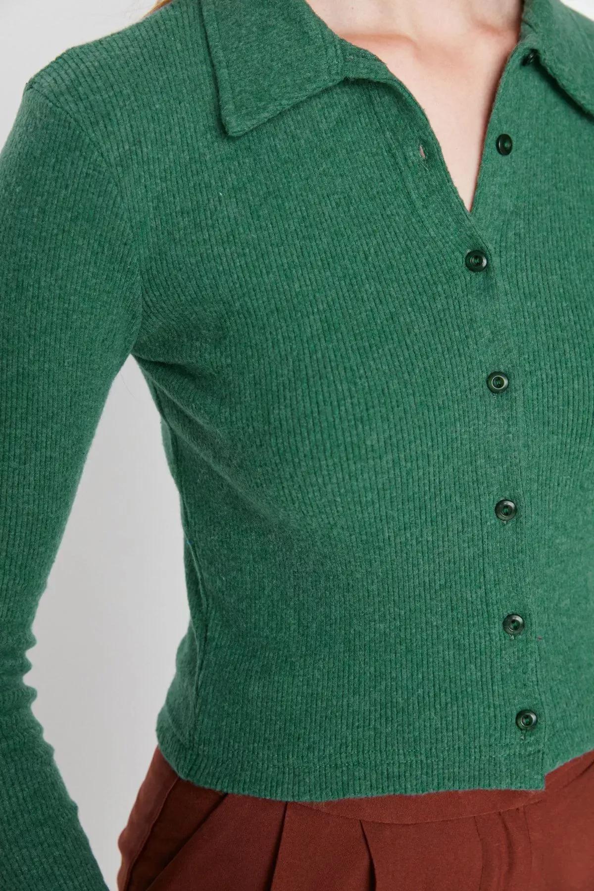 Emerald Green Button Down Blouse, , large image number 1