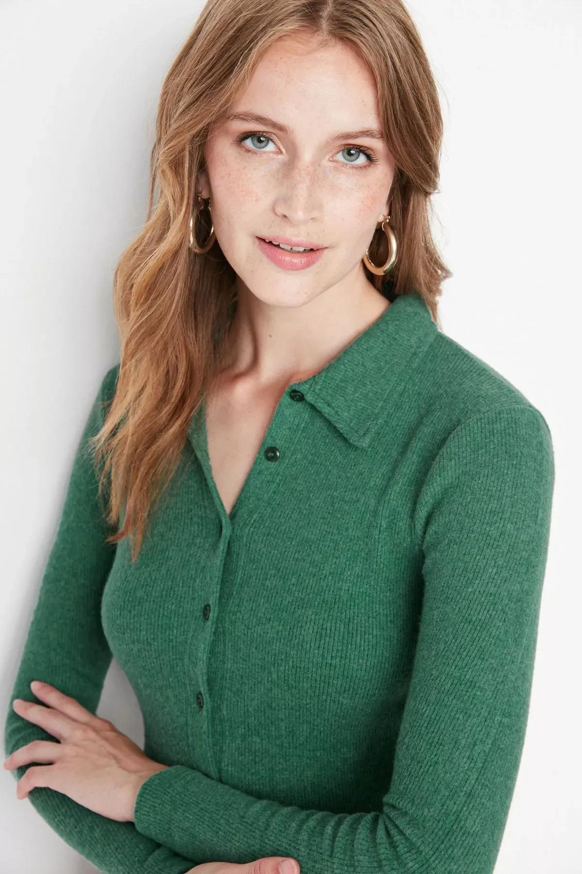 Emerald Green Button Down Blouse, , large image number 2