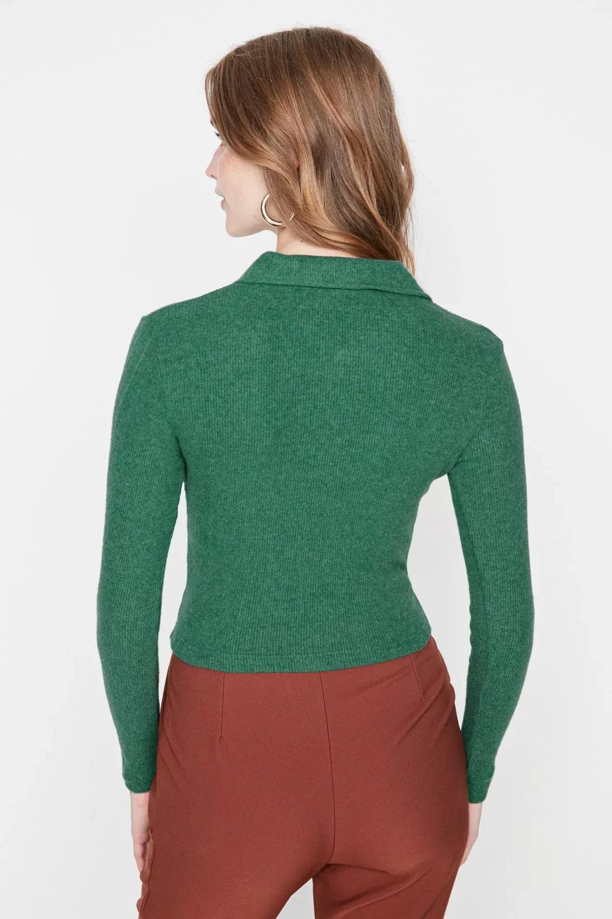 Emerald Green Button Down Blouse, , large image number 3