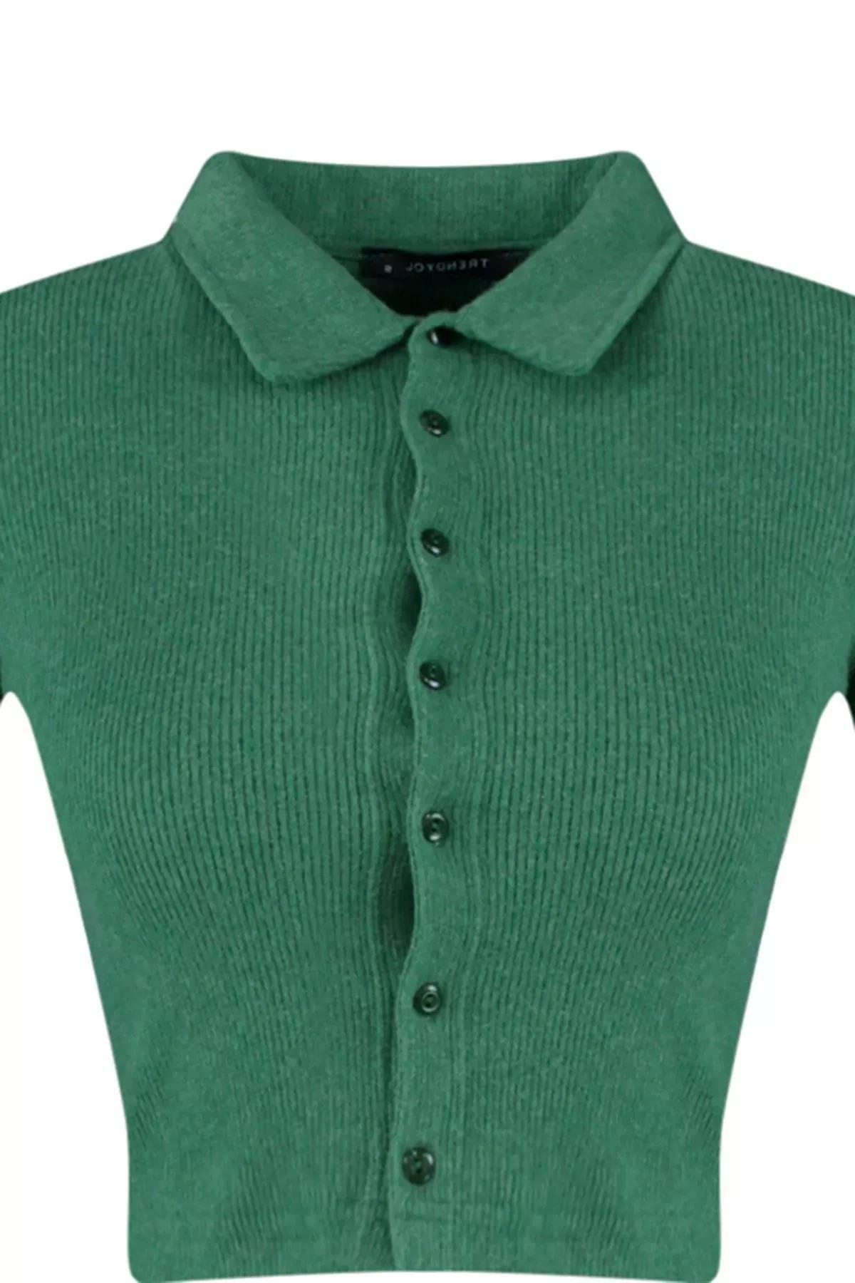 Emerald Green Button Down Blouse, , large image number 4