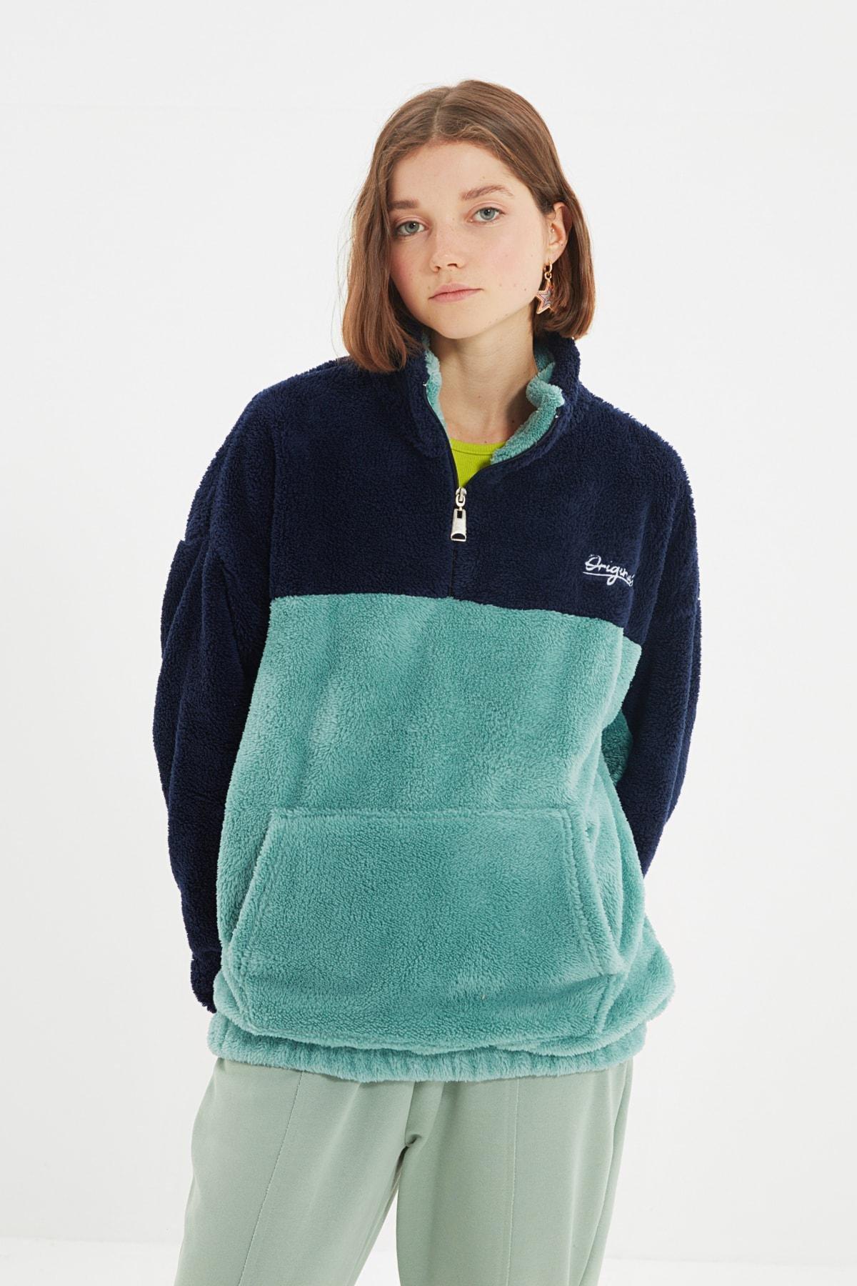 Blue Oversize Sweatshirt, , large image number 1