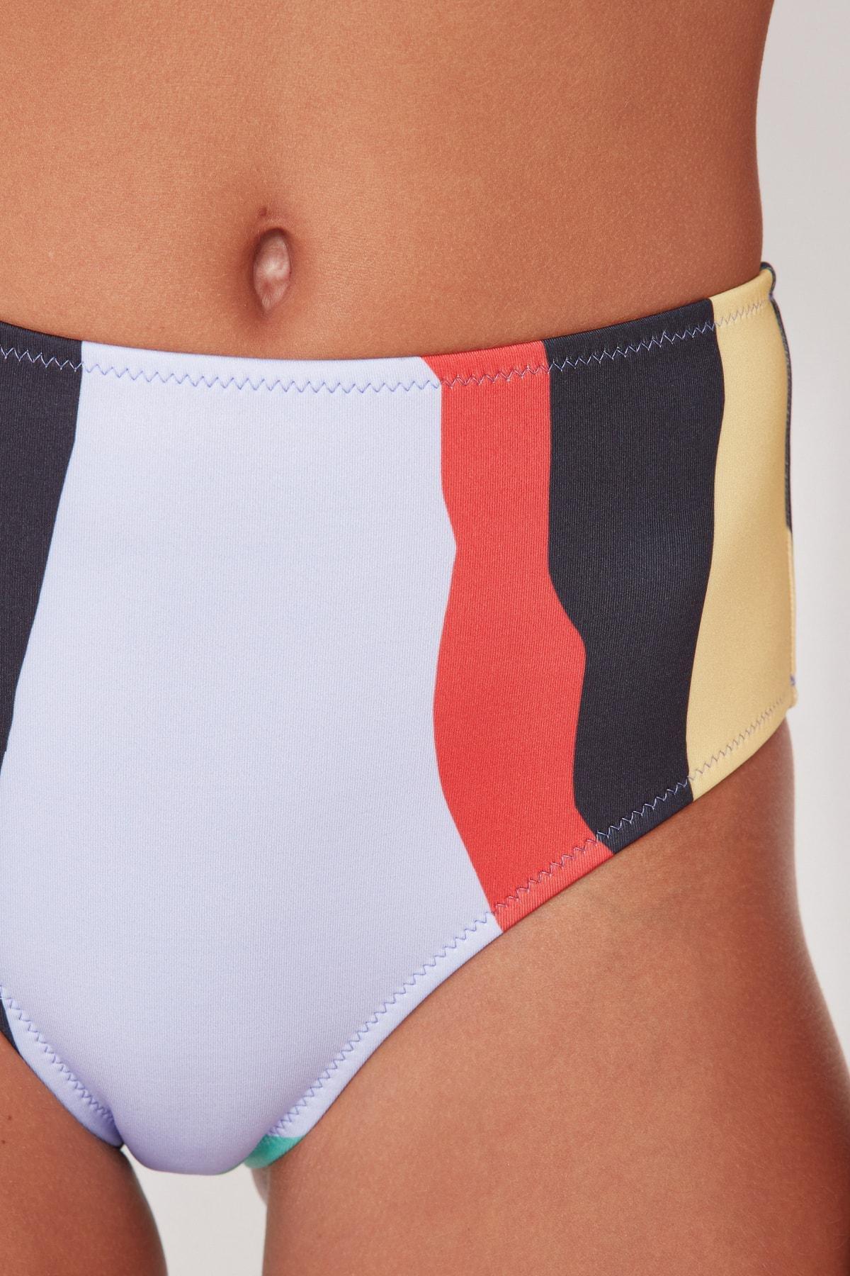 Trendyol - Multicolour Colourblock High Waist Bikini Bottom