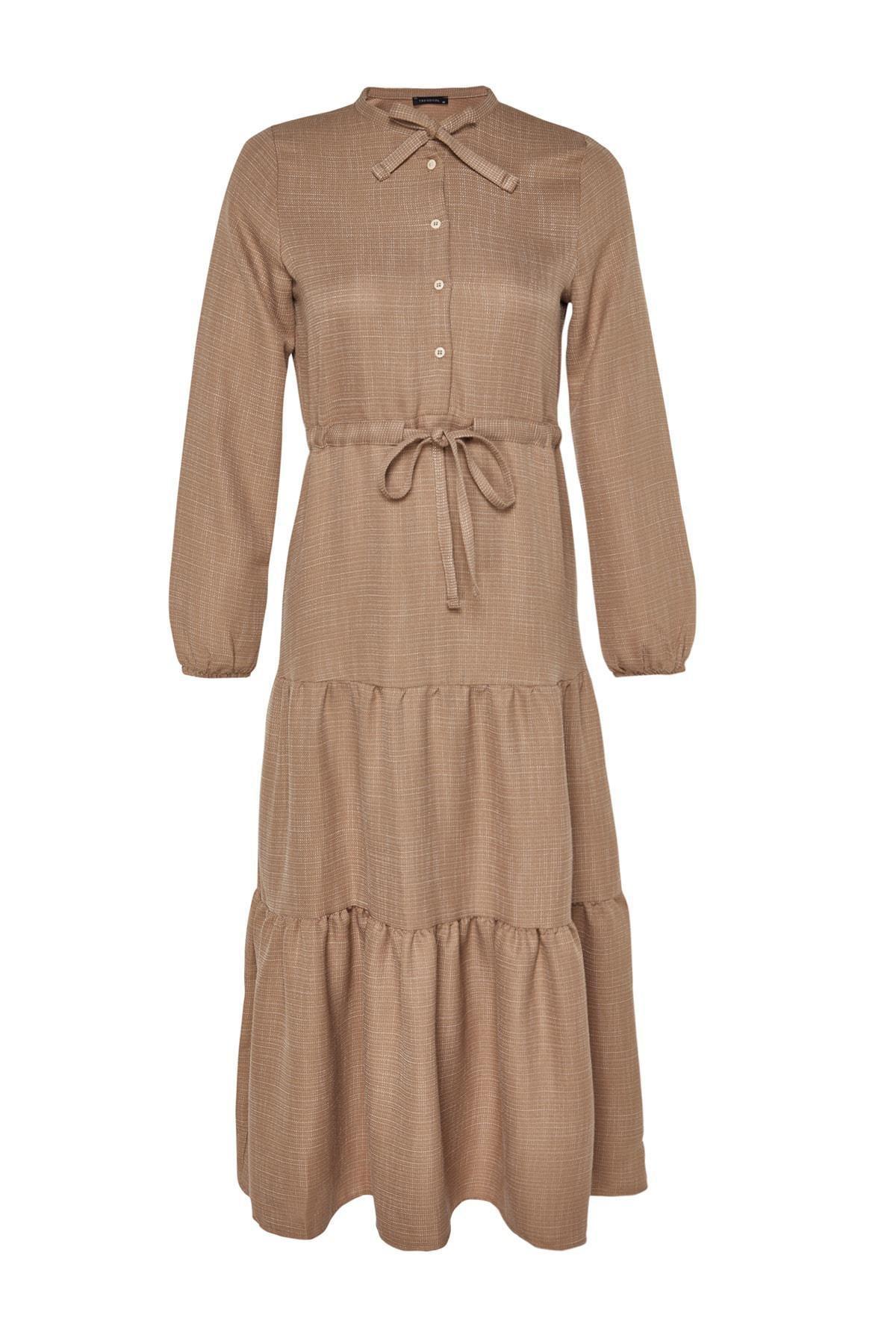 Brown Lace Up Dress, Light brown, large image number 5