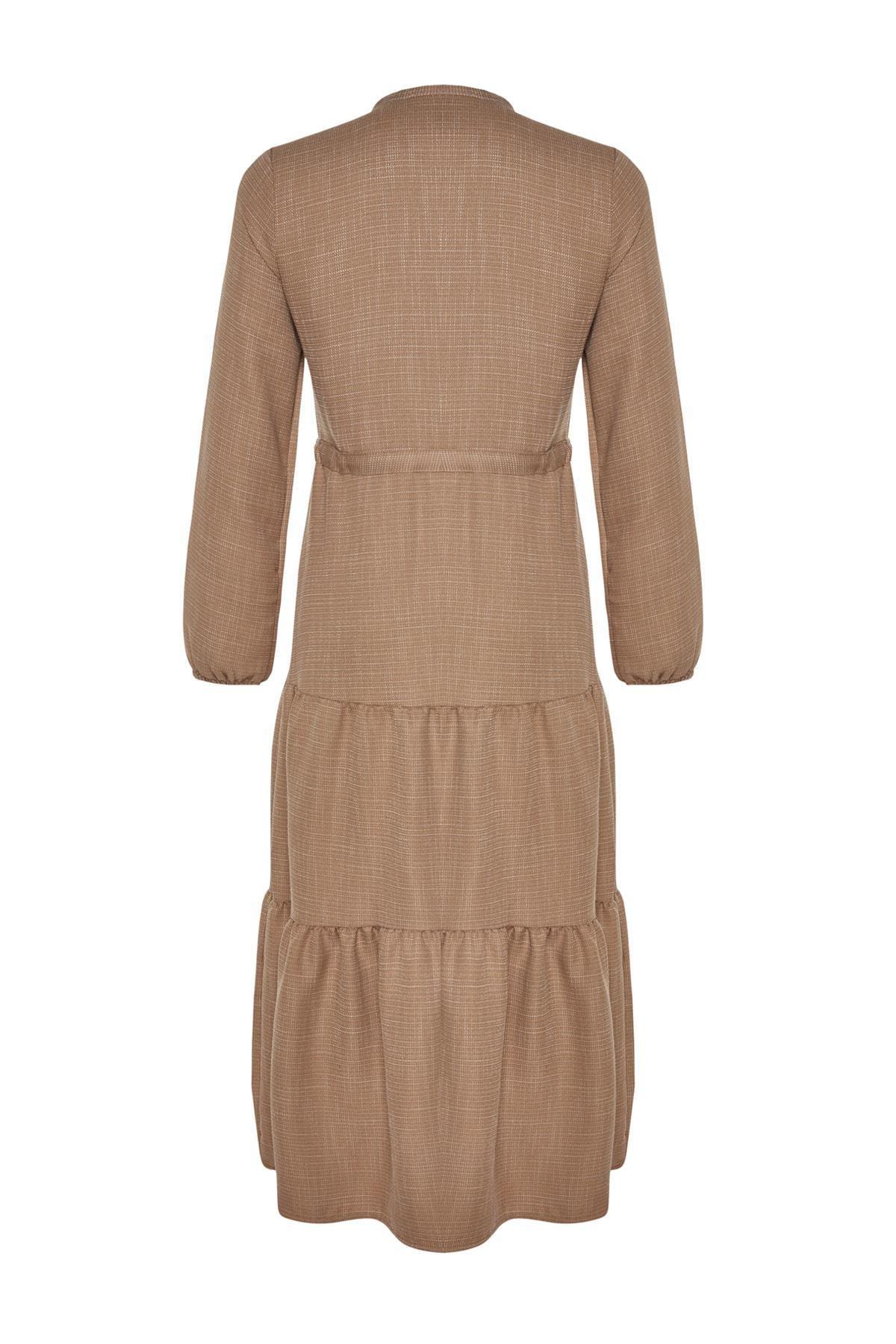 Brown Lace Up Dress, Light brown, large image number 7