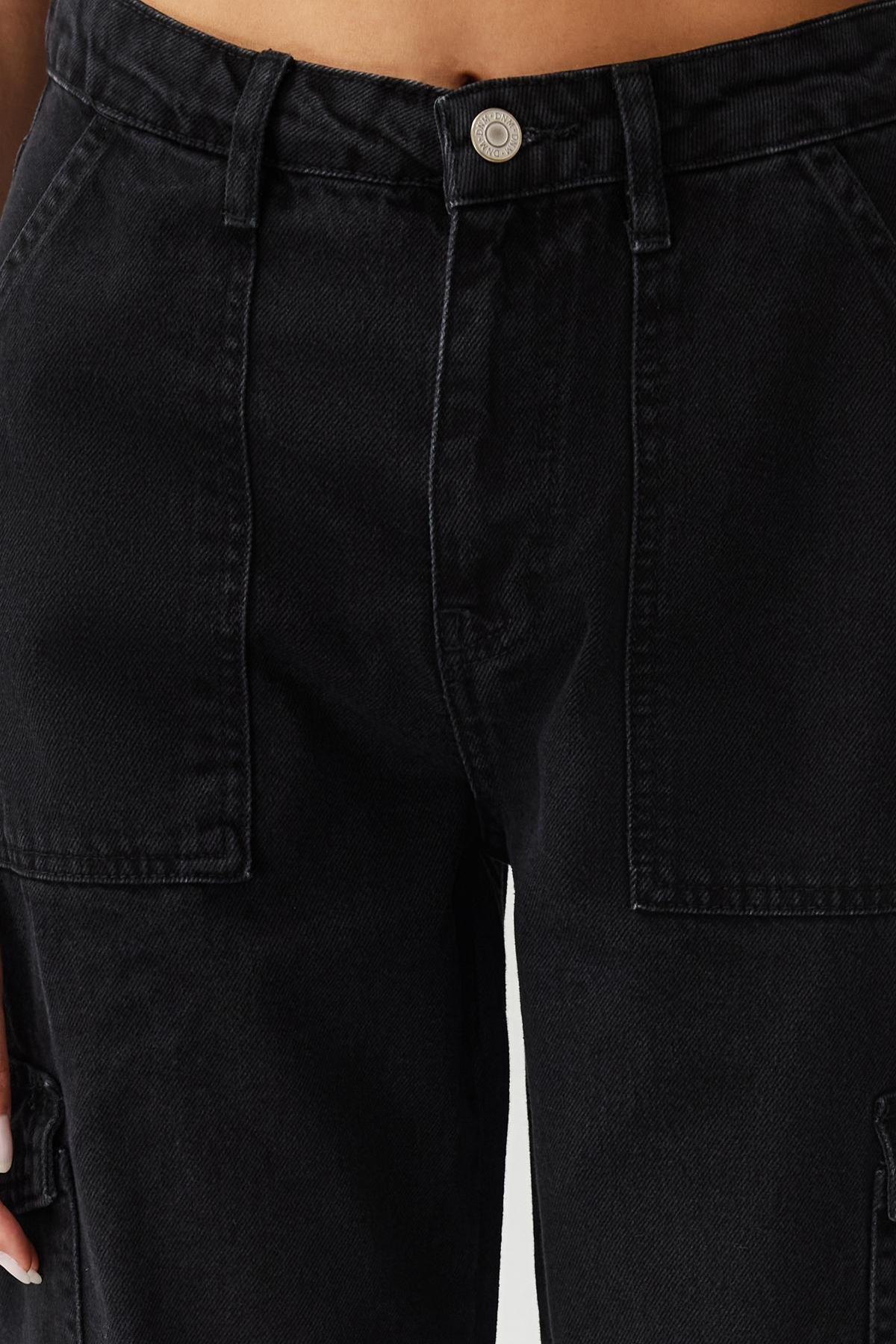 Black Wide High Waist Leg Jeans, , large image number 4