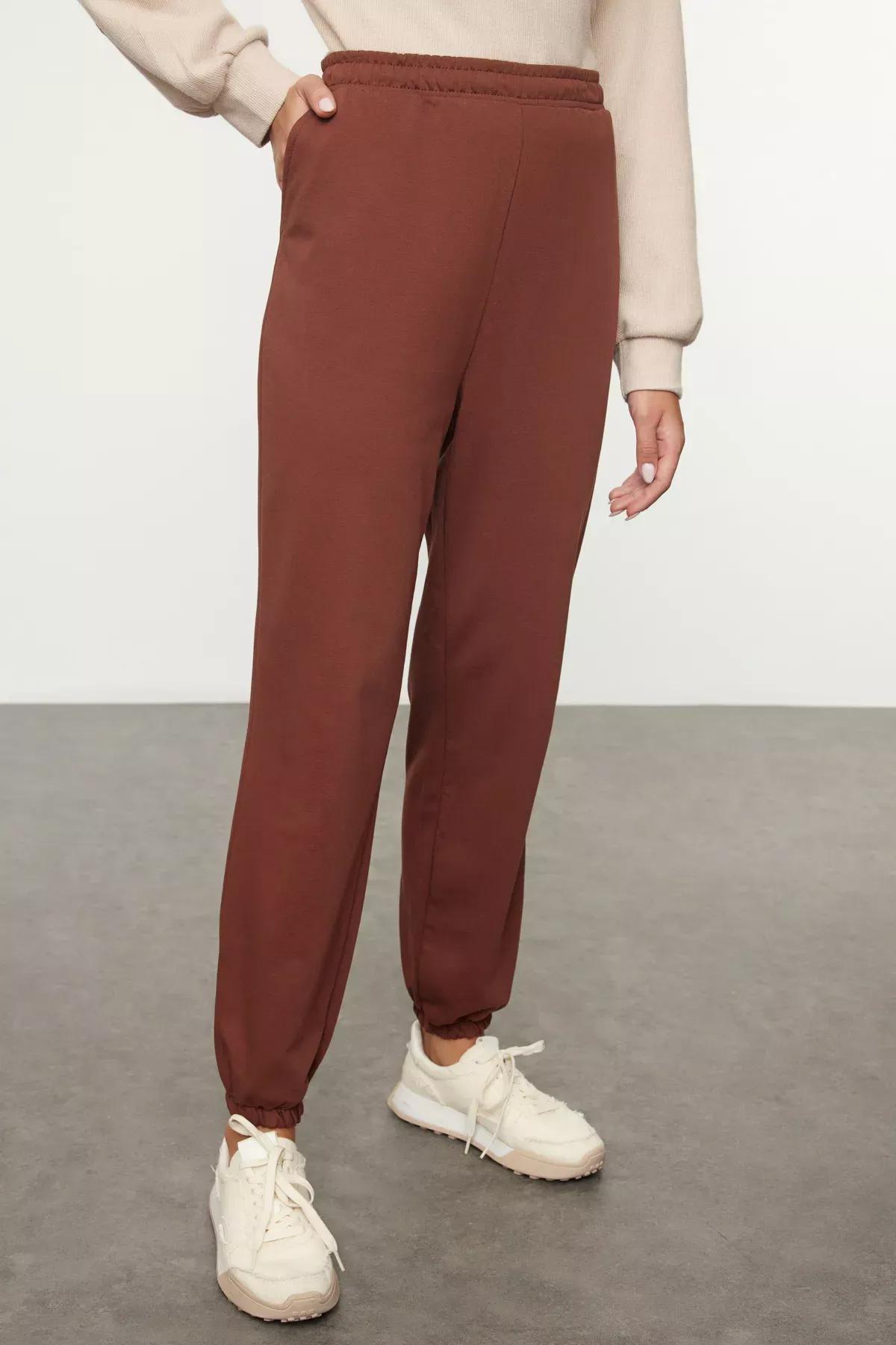 Brown Jogger Knit Sweatpants, , large image number 2