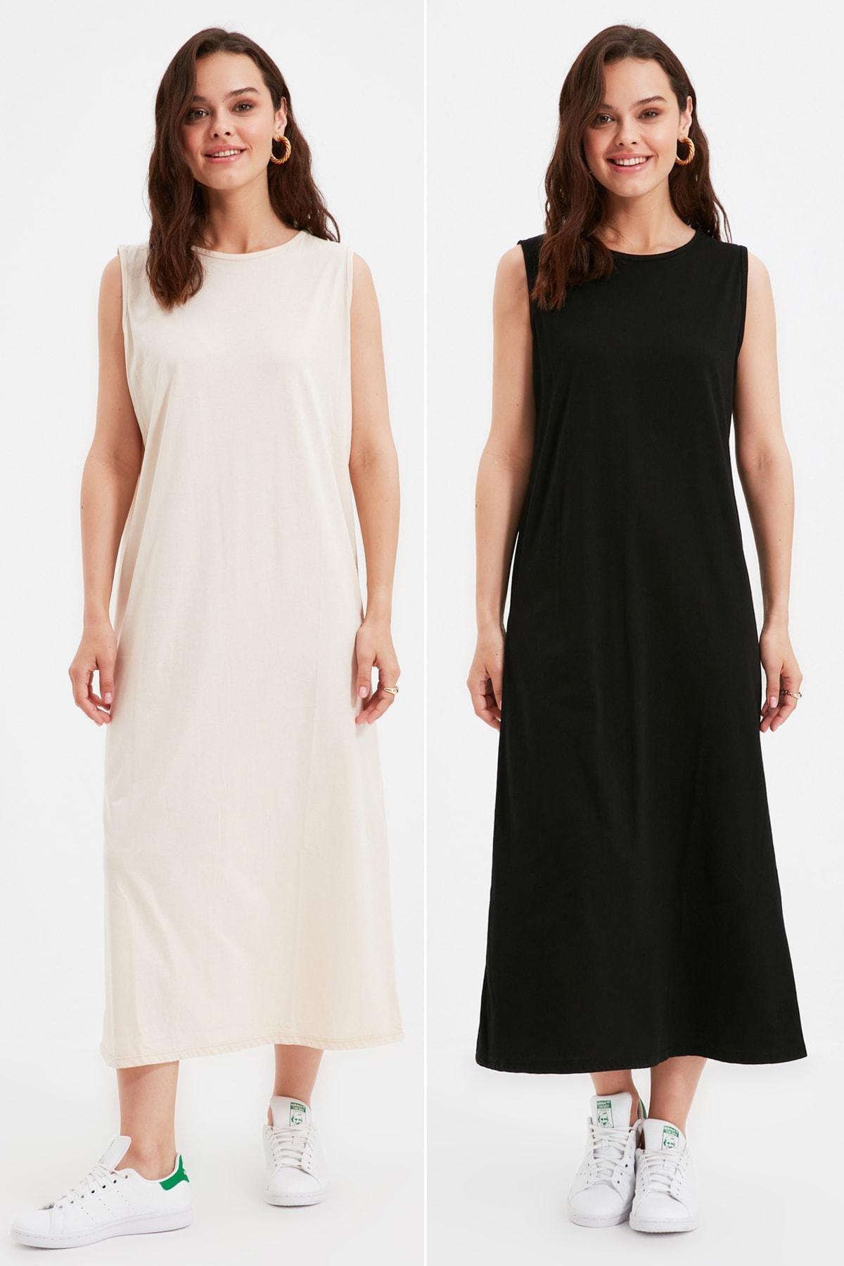 Black Crew Neck Dress, , medium