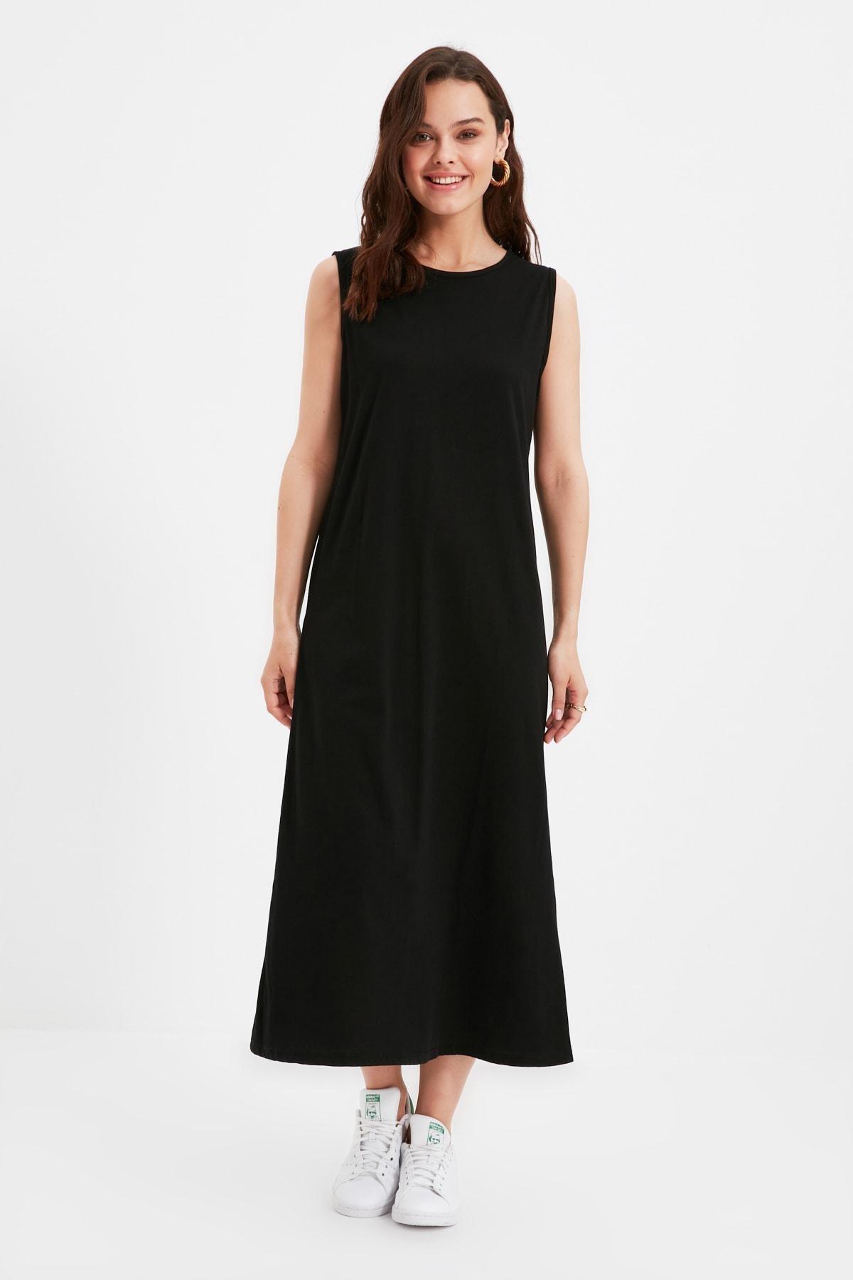 Black Crew Neck Dress, Set, , large image number 2
