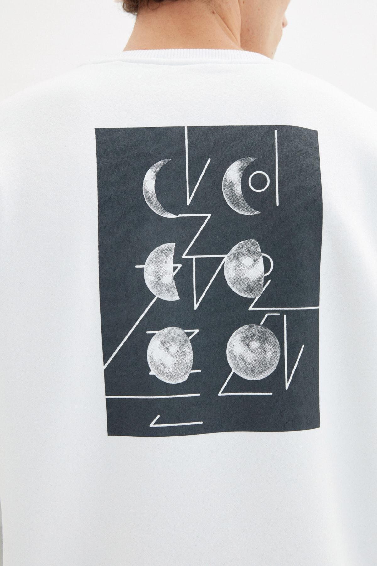 White Oversize Crew Neck Sweatshirt, , large image number 5