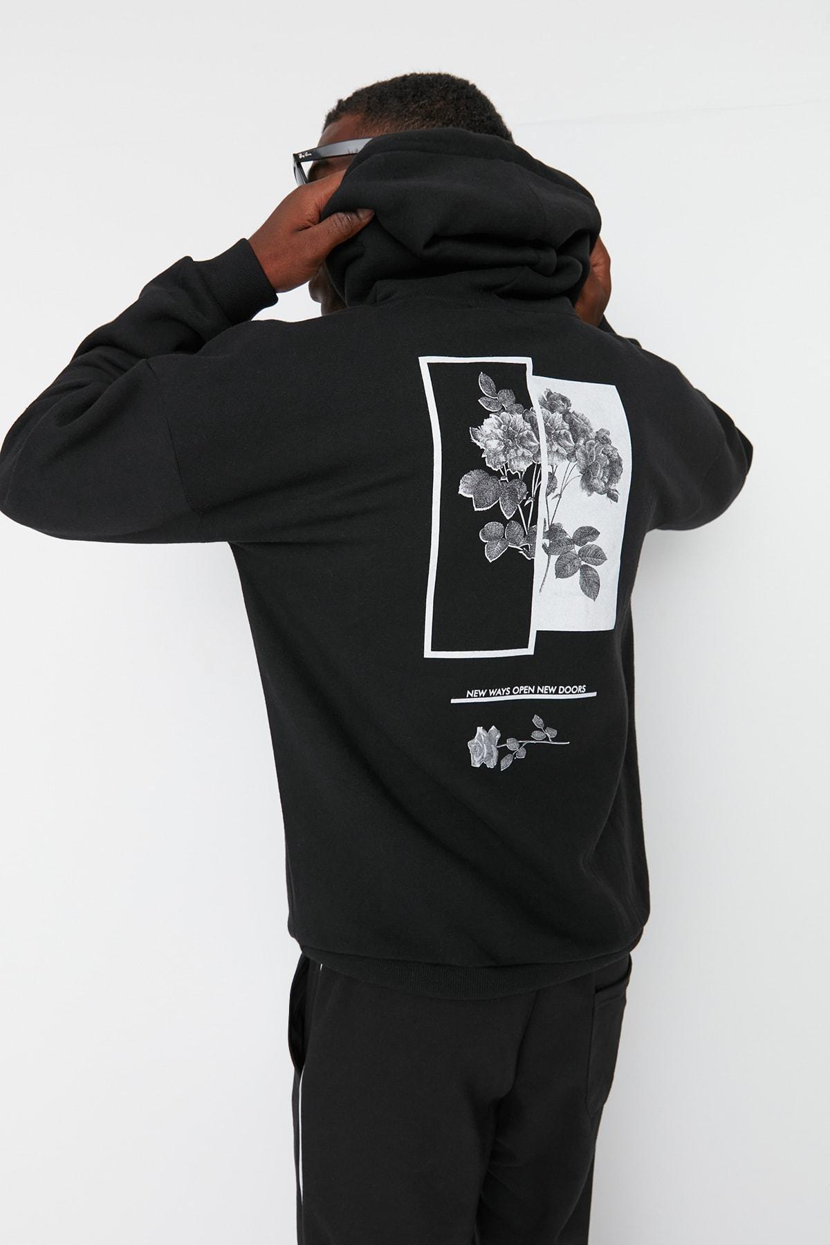Black Oversize Hooded Sweatshirt, , large image number 2