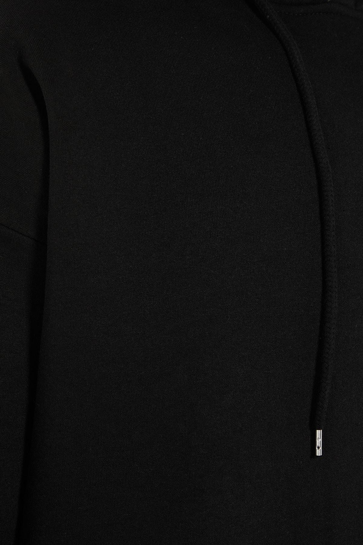 Black Oversize Hooded Sweatshirt, , large image number 6