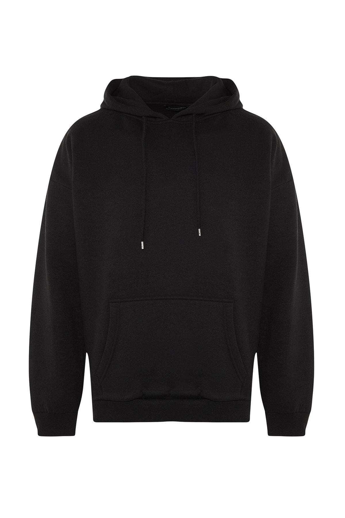 Black Oversize Hooded Sweatshirt, , large image number 7