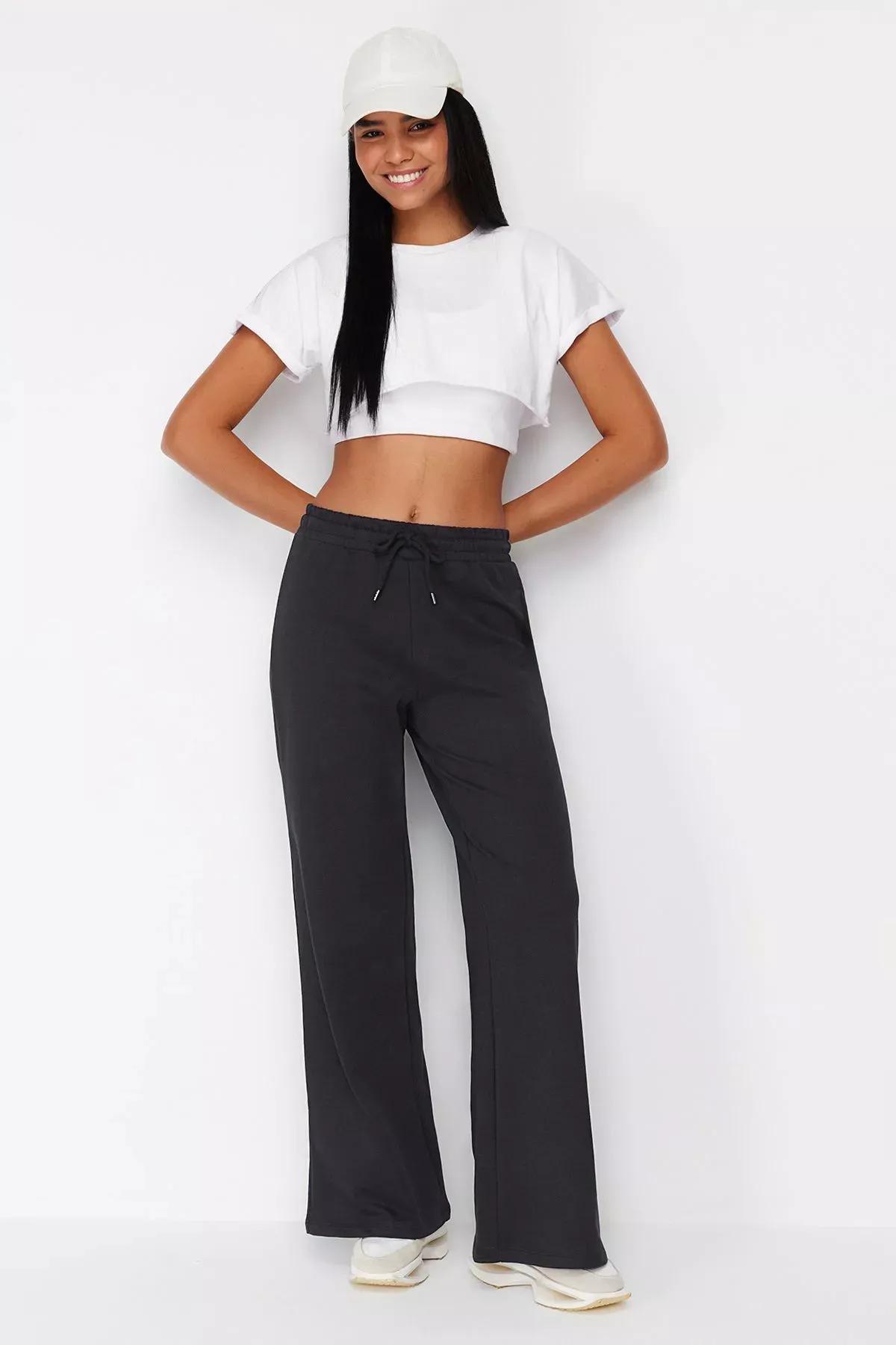 Grey Thin Knit Sweatpants, , large image number 0