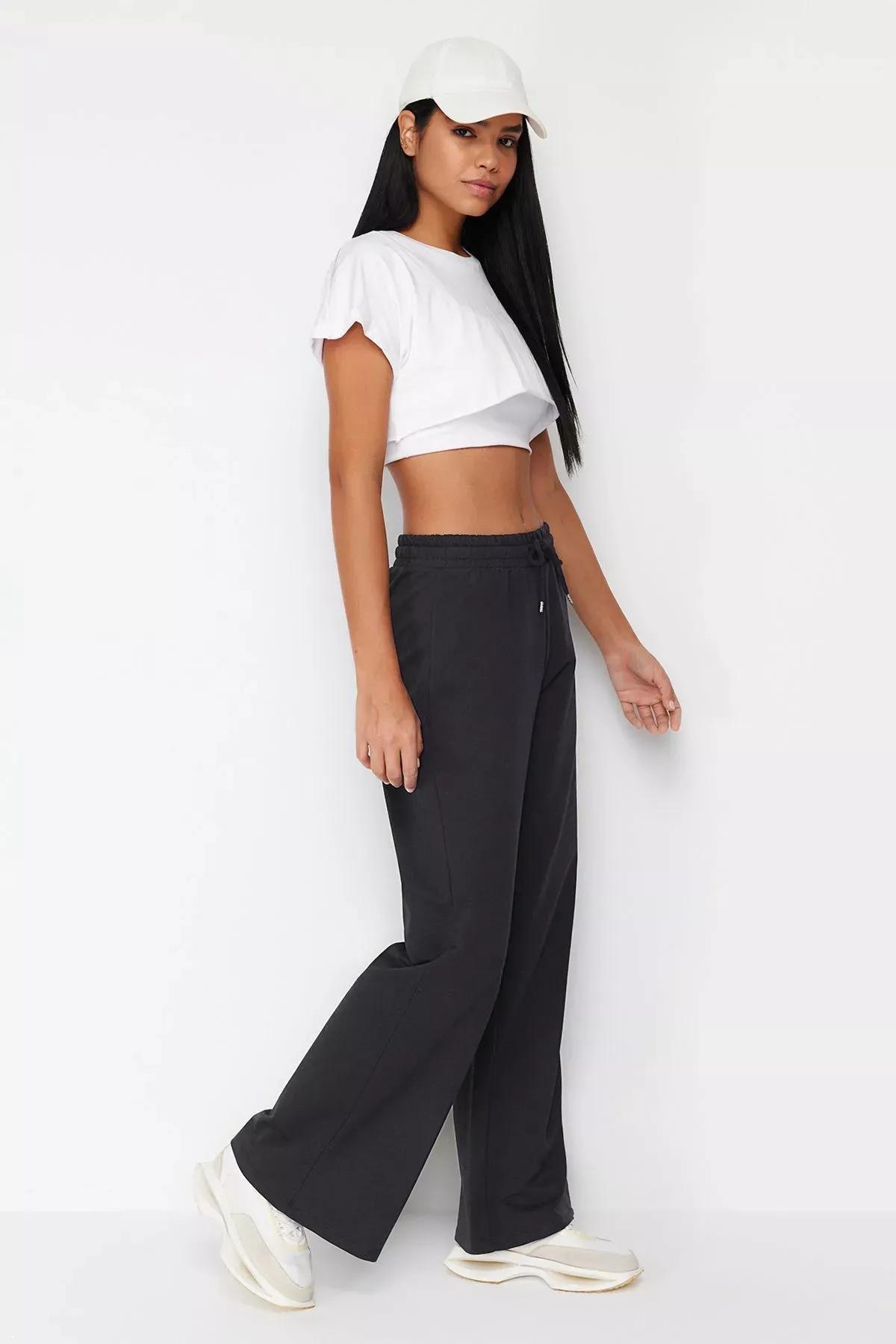 Grey Thin Knit Sweatpants, , large image number 1
