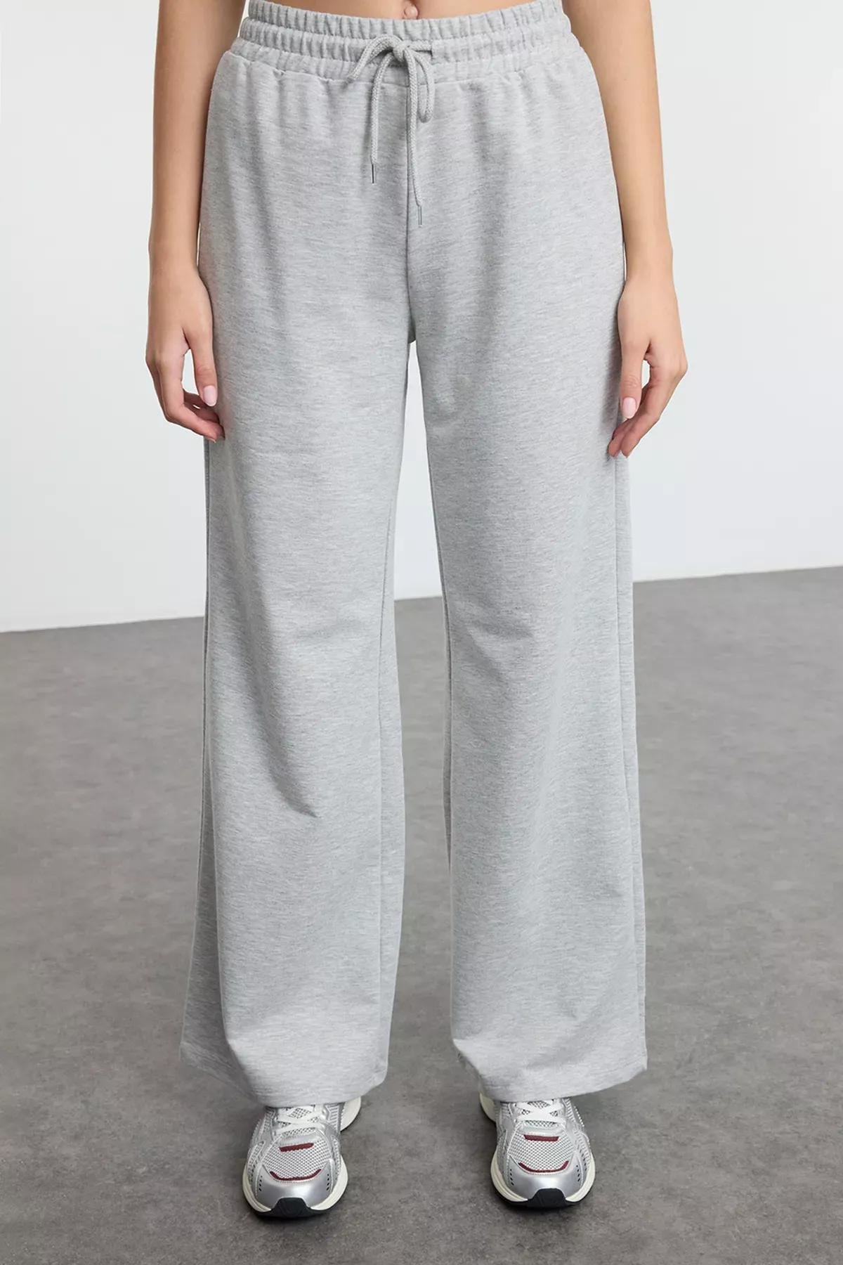 Grey Melange Knit Sweatpants, , large image number 2