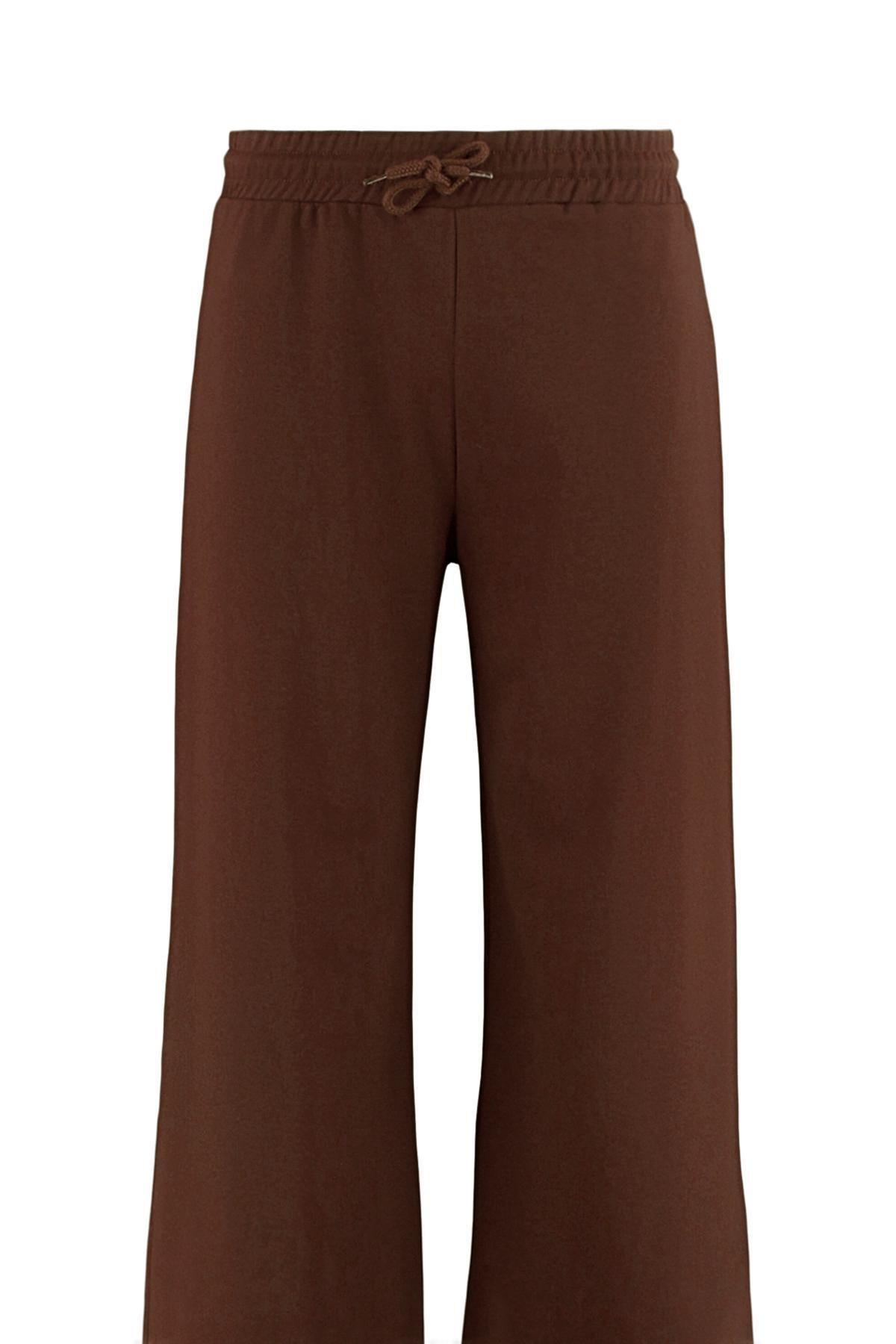 Brown Wide Leg Sweatpants, Brown, large image number 6