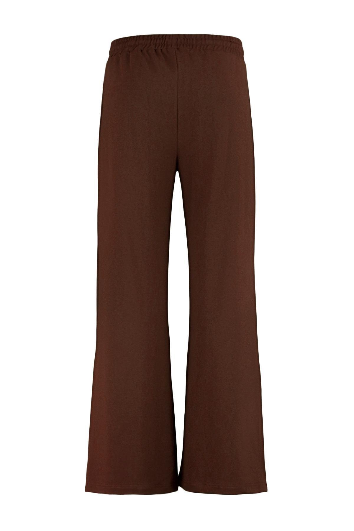 Brown Wide Leg Sweatpants, Brown, large image number 7