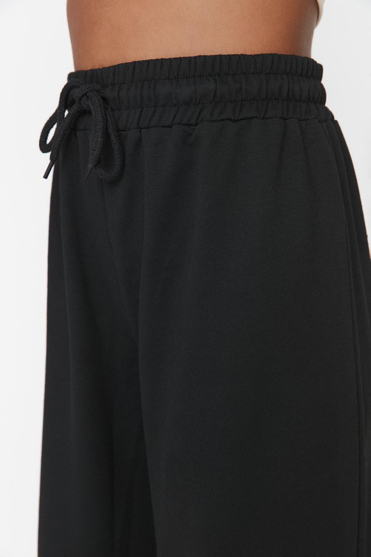 Black Wide Leg Sweatpants, , large image number 2