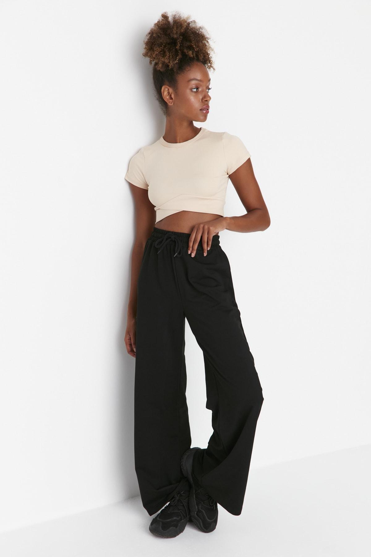 Black Wide Leg Sweatpants, , large image number 3