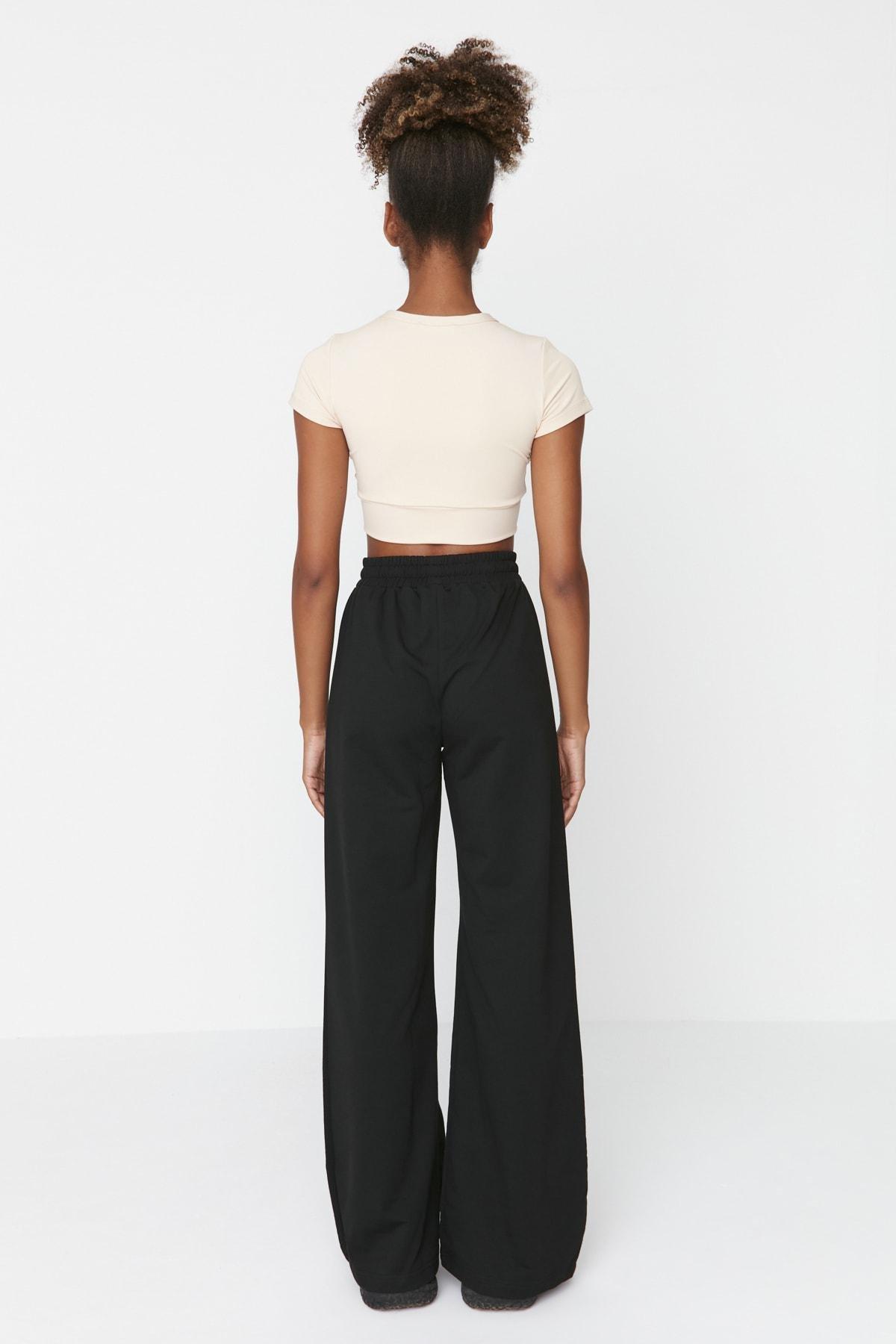 Black Wide Leg Sweatpants, , large image number 4