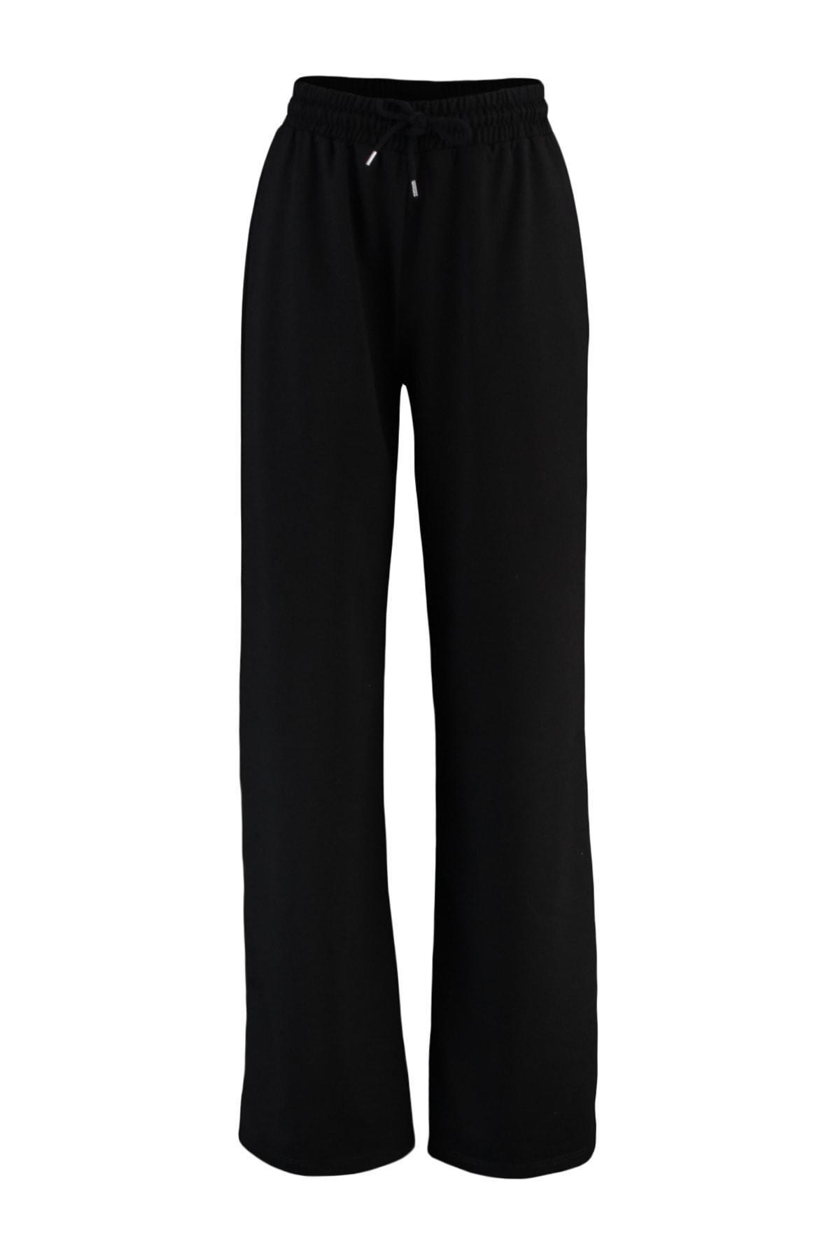 Black Wide Leg Sweatpants, Black, large image number 10