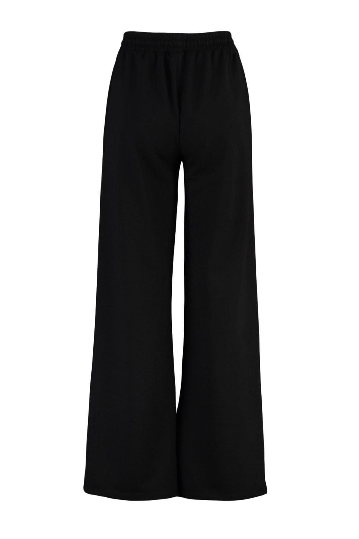 Black Wide Leg Sweatpants, Black, large image number 12