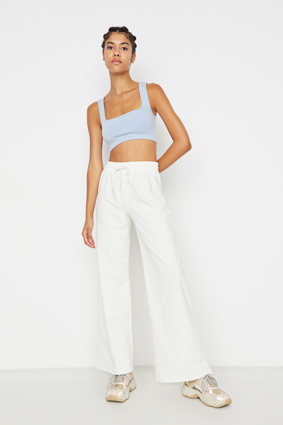 Cream Wide Leg Sweatpants, , large image number 0