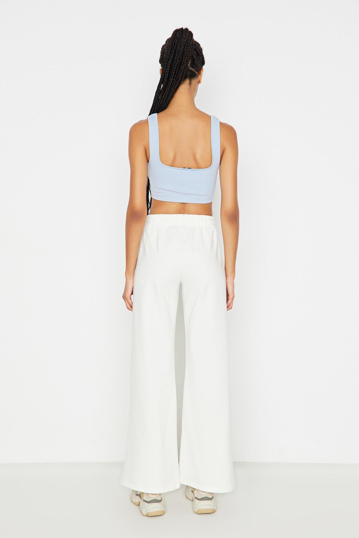 Cream Wide Leg Sweatpants, , large image number 4