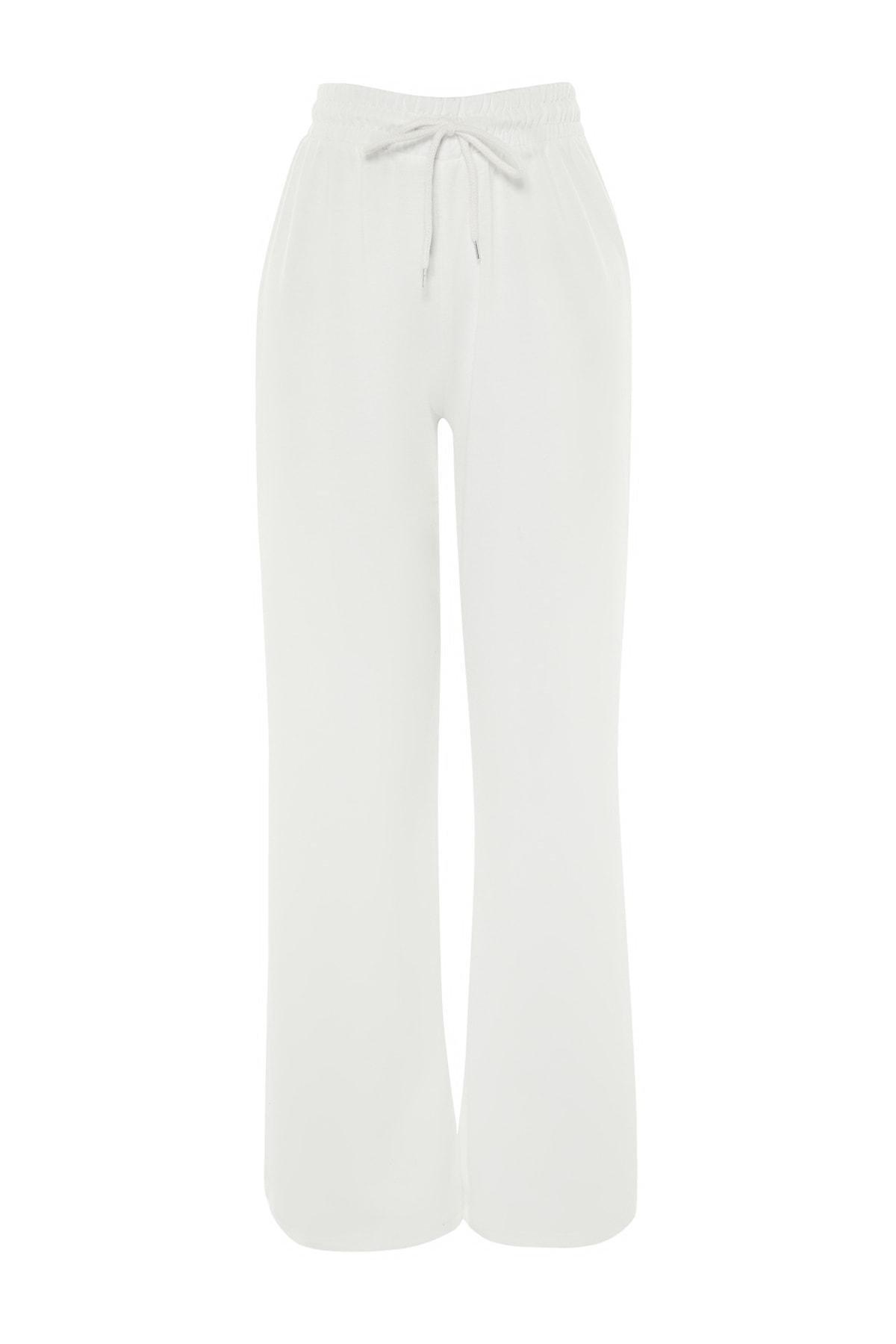 Cream Wide Leg Sweatpants, , large image number 5