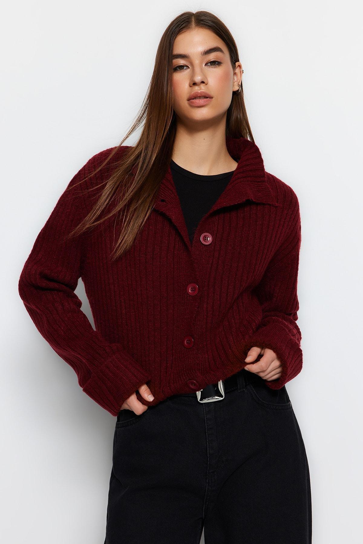 Cardigan - Burgundy - Regular fit, Single, Burgundy, large image number 1