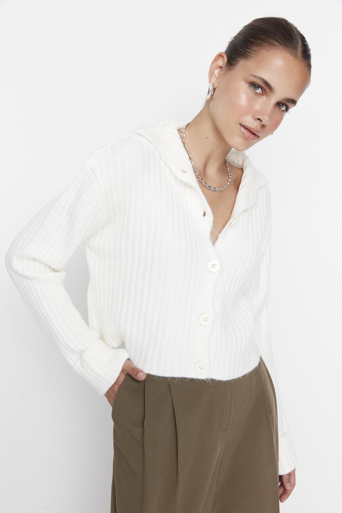 White Regular Cardigan, Ecru, large image number 0